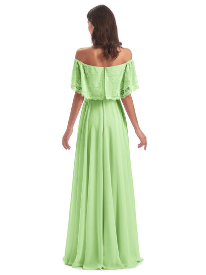 Hannah Floor Length Off The Shoulder Lace Bridesmaid Dresses