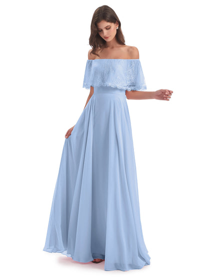 Hannah Floor Length Off The Shoulder Lace Bridesmaid Dresses