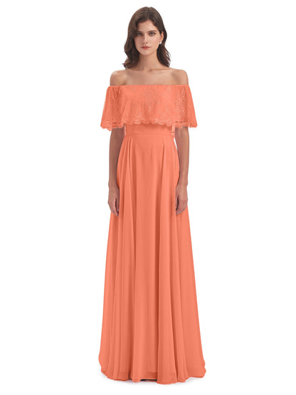 Hannah Floor Length Off The Shoulder Lace Bridesmaid Dresses