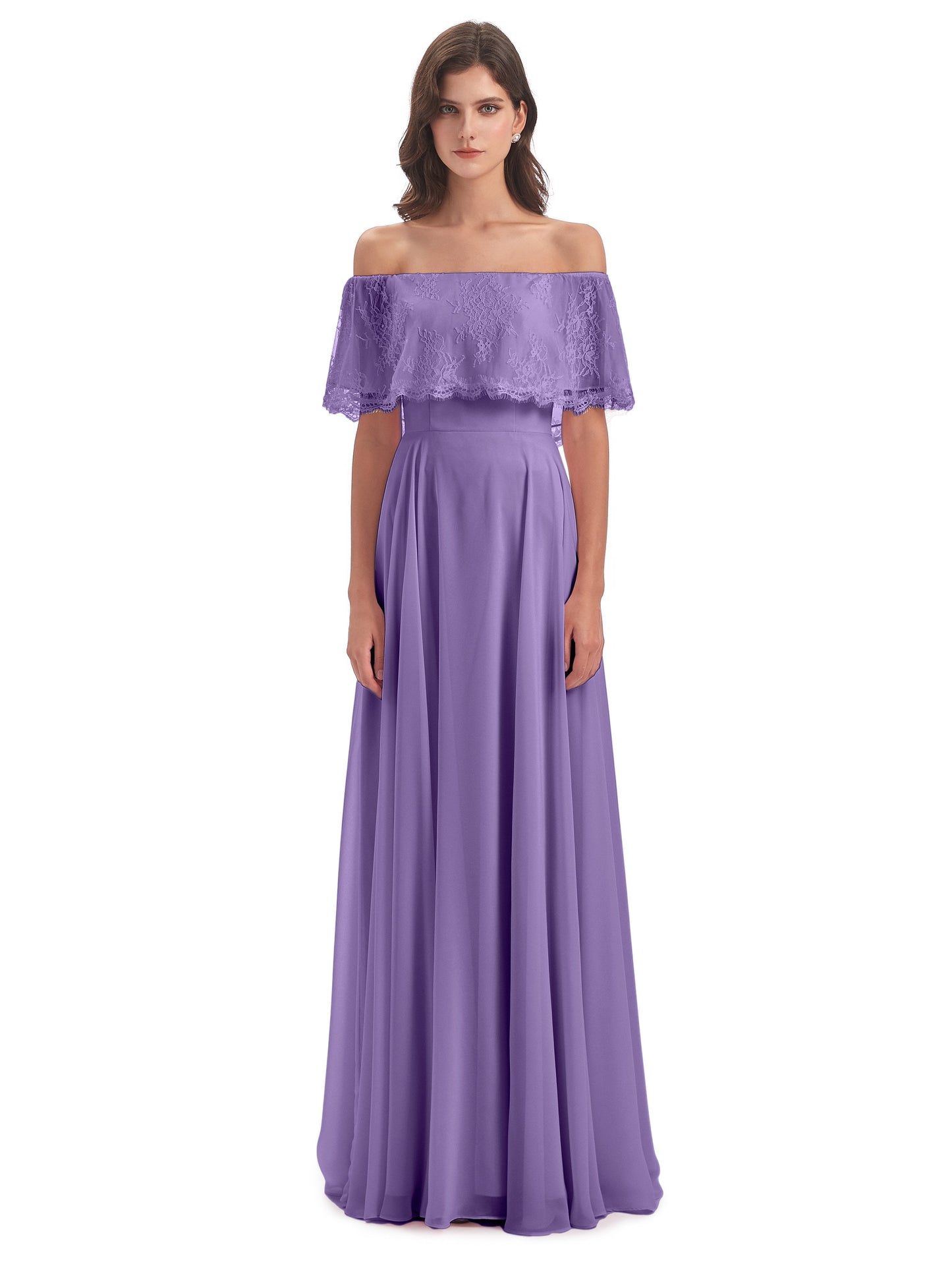 Hannah Floor Length Off The Shoulder Lace Bridesmaid Dresses