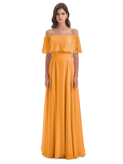 Hannah Floor Length Off The Shoulder Lace Bridesmaid Dresses