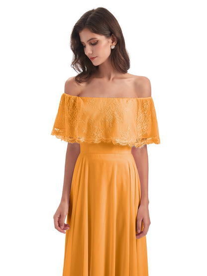 Hannah Floor Length Off The Shoulder Lace Bridesmaid Dresses