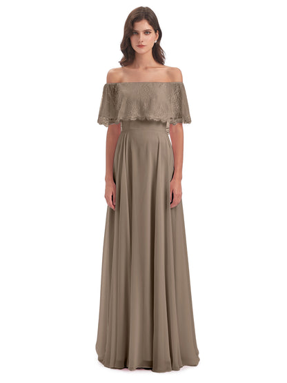 Hannah Floor Length Off The Shoulder Lace Bridesmaid Dresses