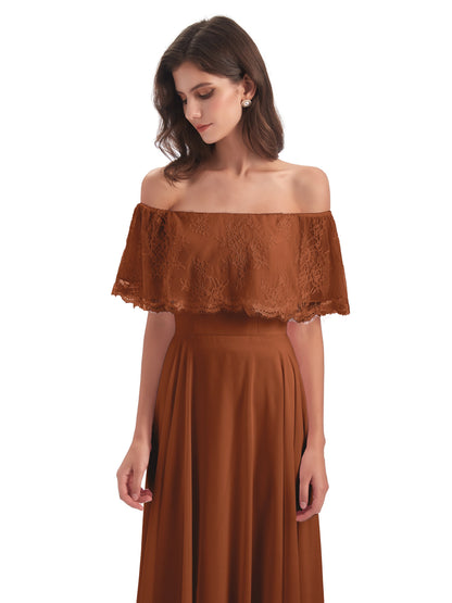 Hannah Floor Length Off The Shoulder Lace Bridesmaid Dresses