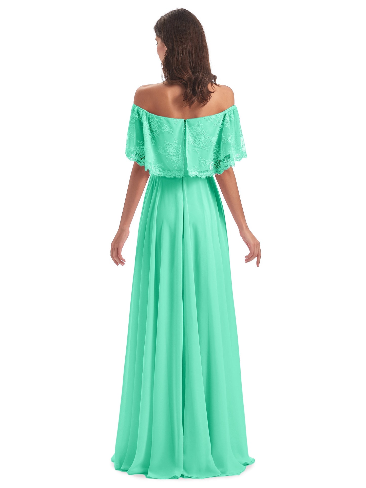 Hannah Floor Length Off The Shoulder Lace Bridesmaid Dresses