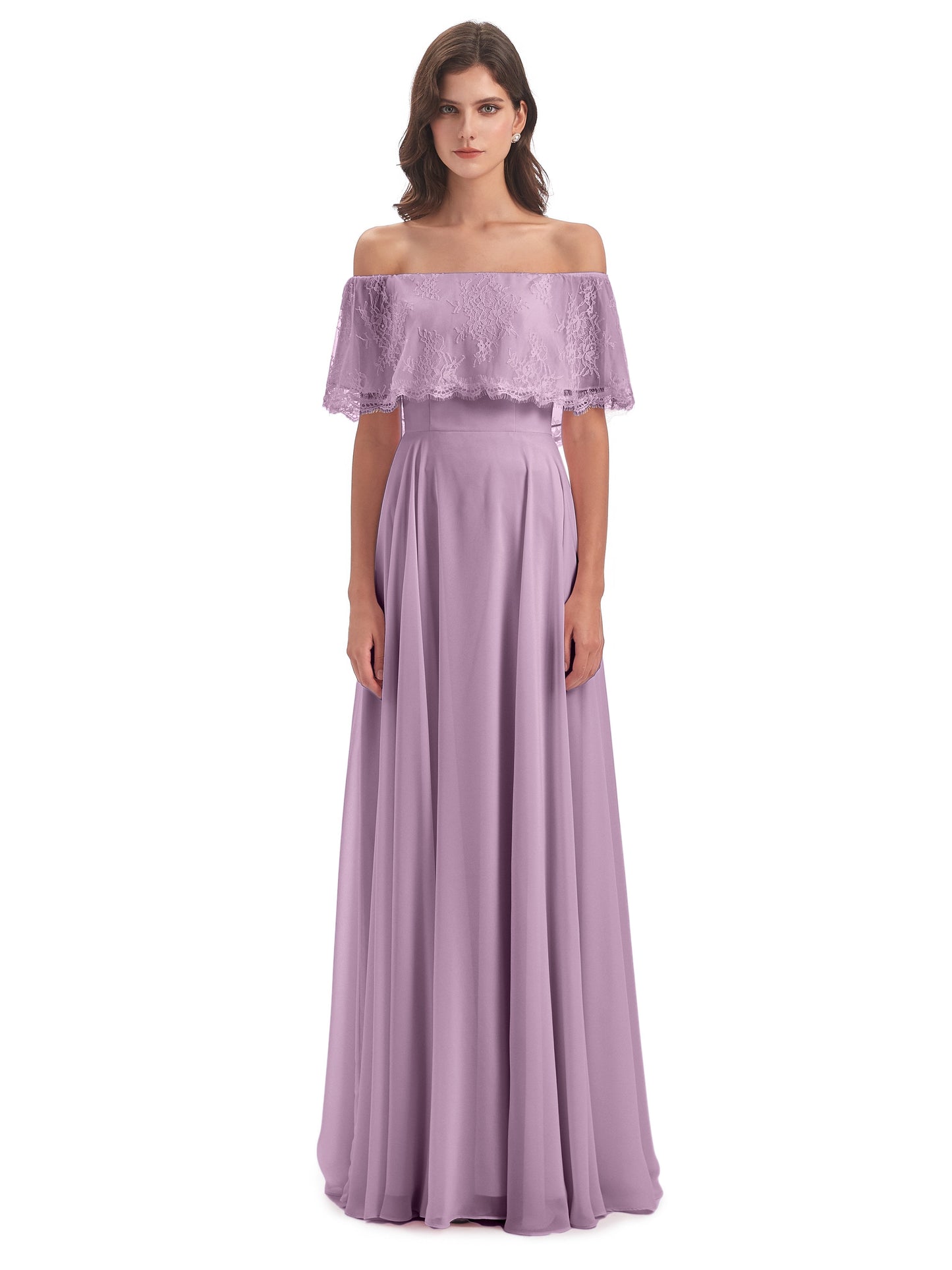 Hannah Floor Length Off The Shoulder Lace Bridesmaid Dresses