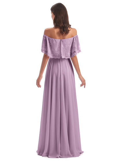 Hannah Floor Length Off The Shoulder Lace Bridesmaid Dresses
