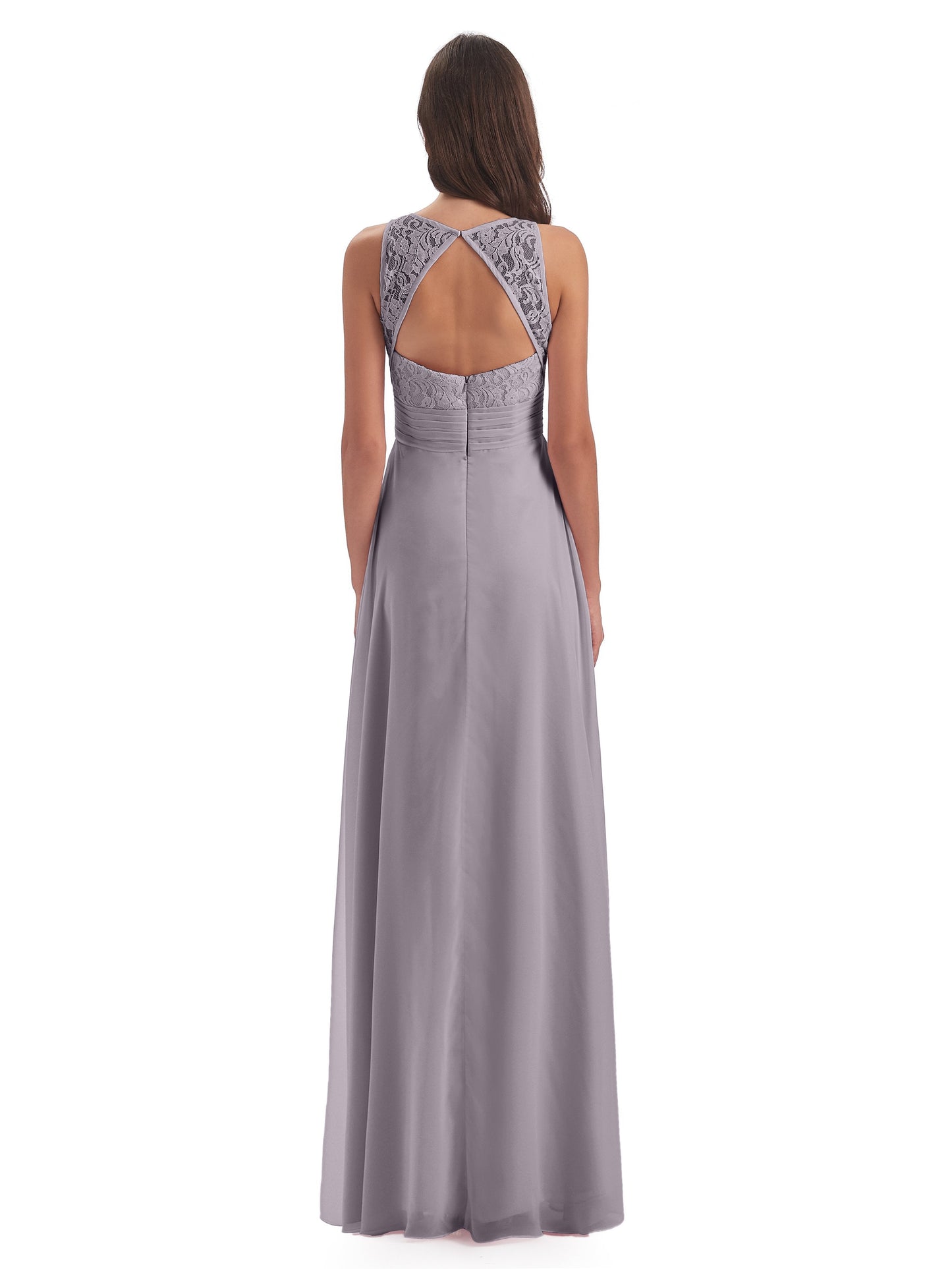 Holland Sheath Floor Length Keyhole Lace Bridesmaid Dresses