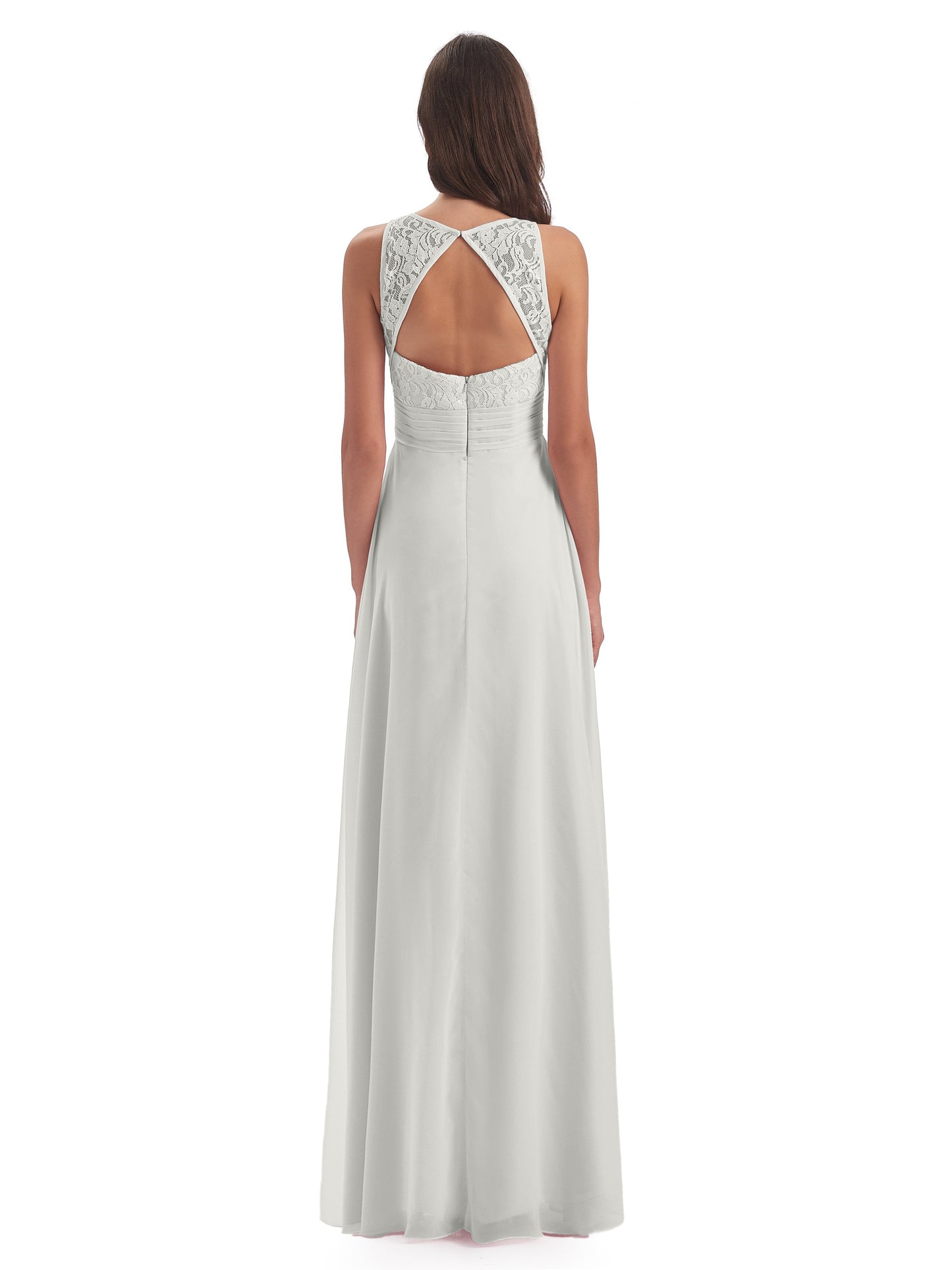 Holland Sheath Floor Length Keyhole Lace Bridesmaid Dresses
