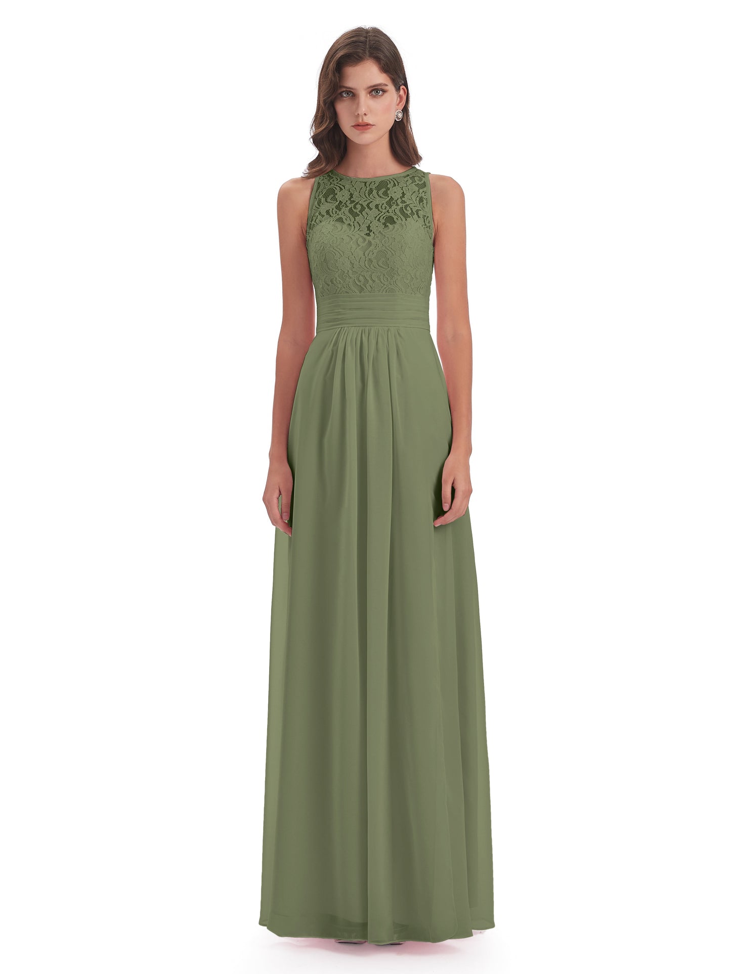 Holland Sheath Floor Length Keyhole Lace Bridesmaid Dresses