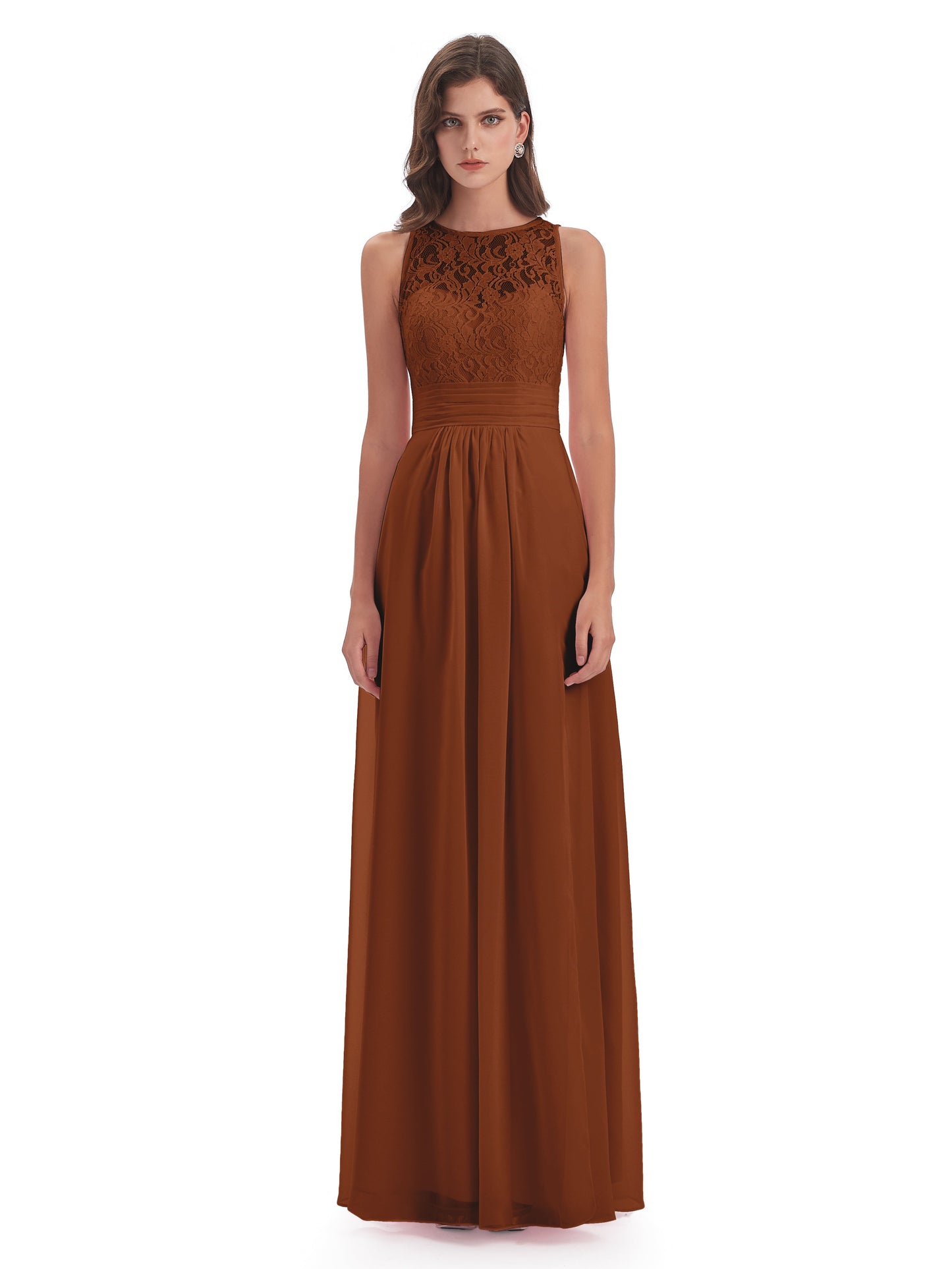 Holland Sheath Floor Length Keyhole Lace Bridesmaid Dresses