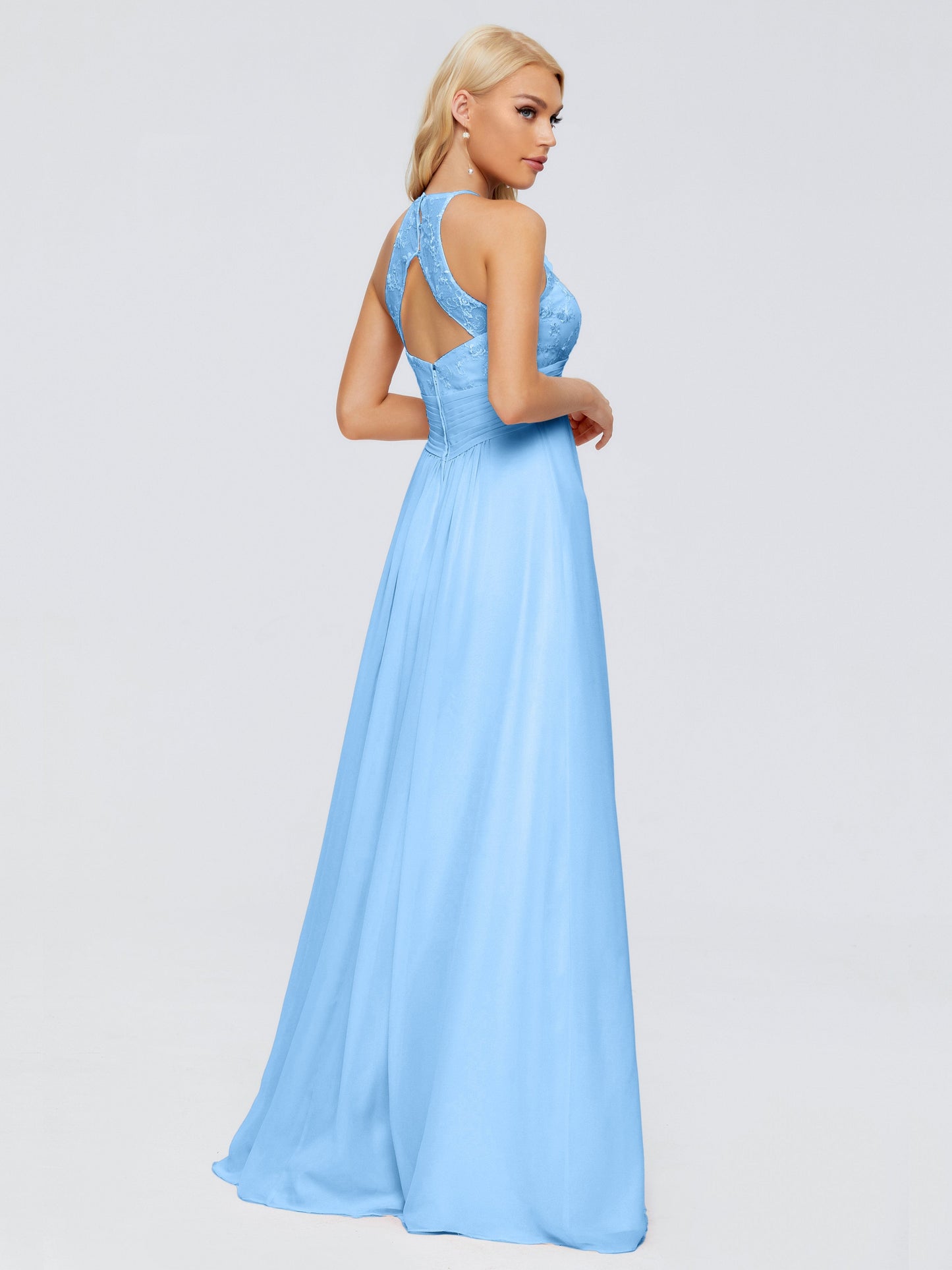 Isabel Halter Keyhole Chiffon Long Bridesmaid Dresses
