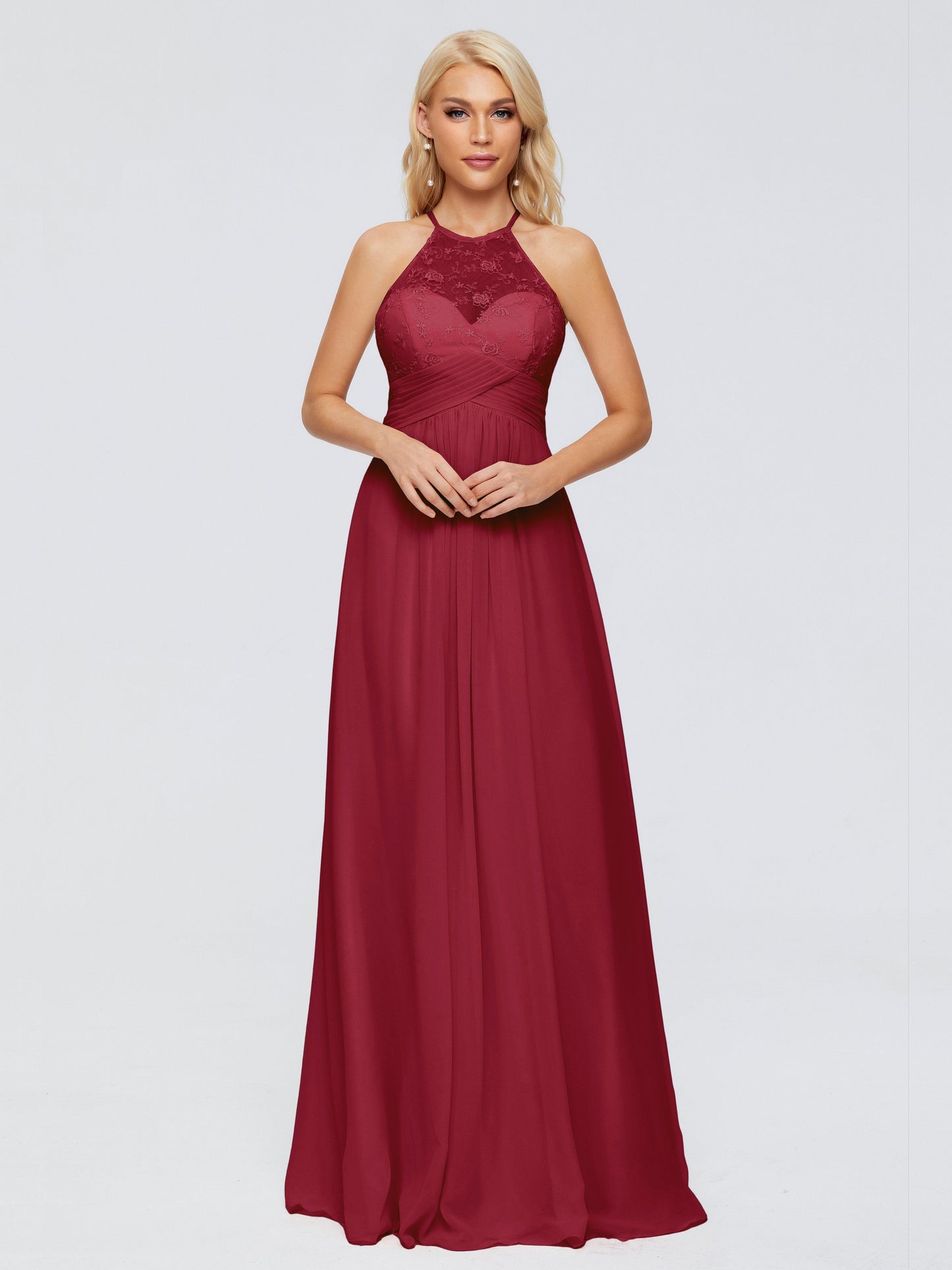 Isabel Halter Keyhole Chiffon Long Bridesmaid Dresses