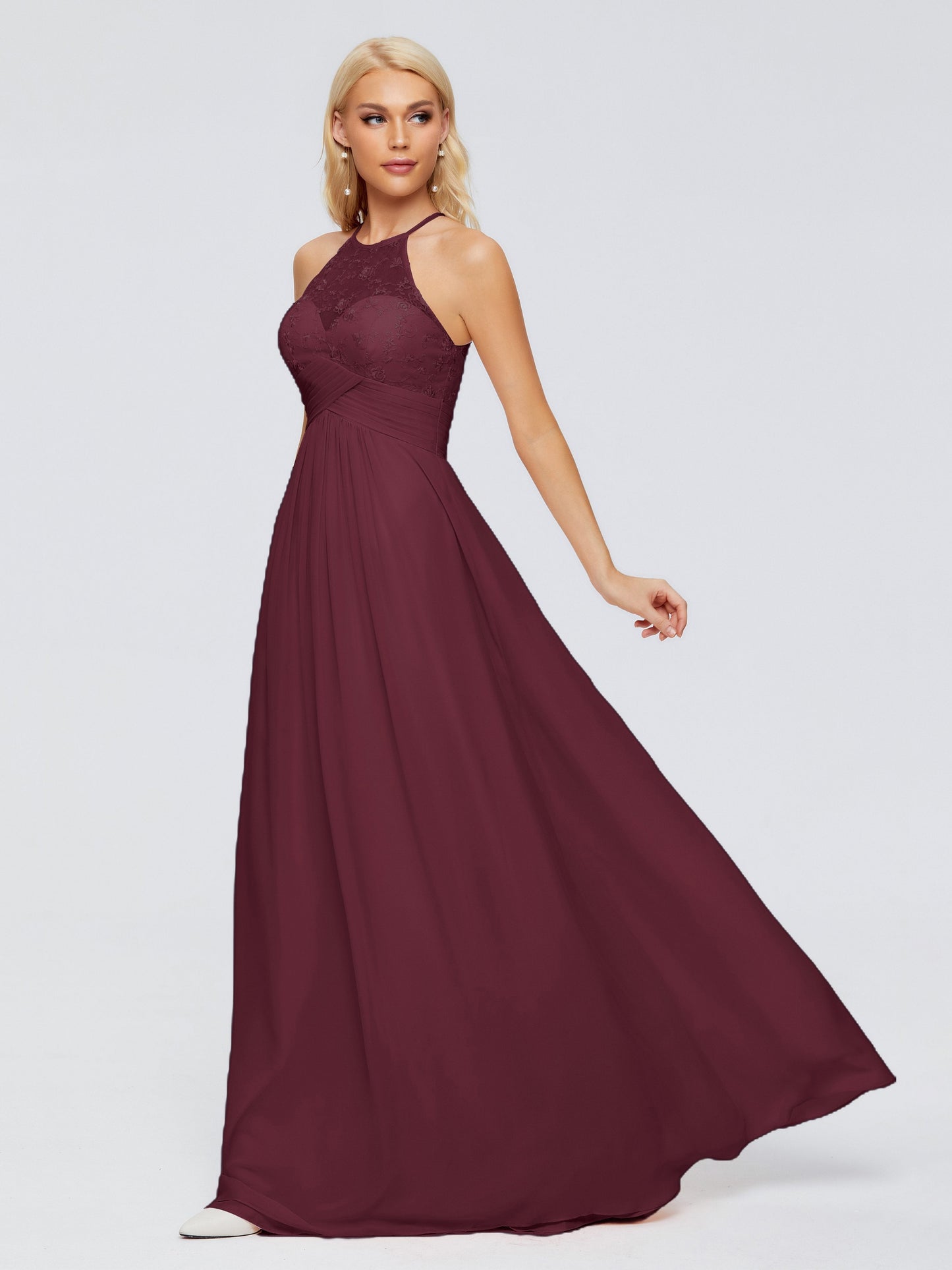 Isabel Halter Keyhole Chiffon Long Bridesmaid Dresses