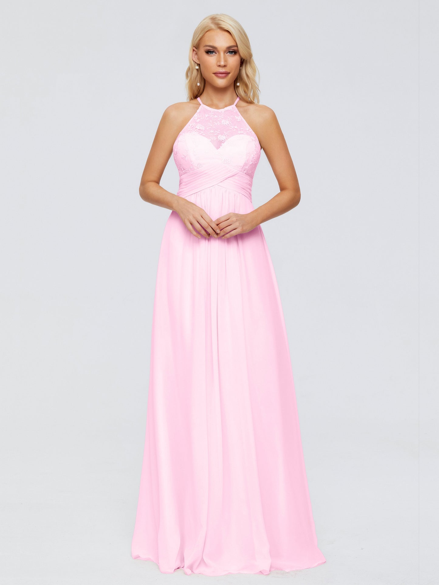 Isabel Halter Keyhole Chiffon Long Bridesmaid Dresses