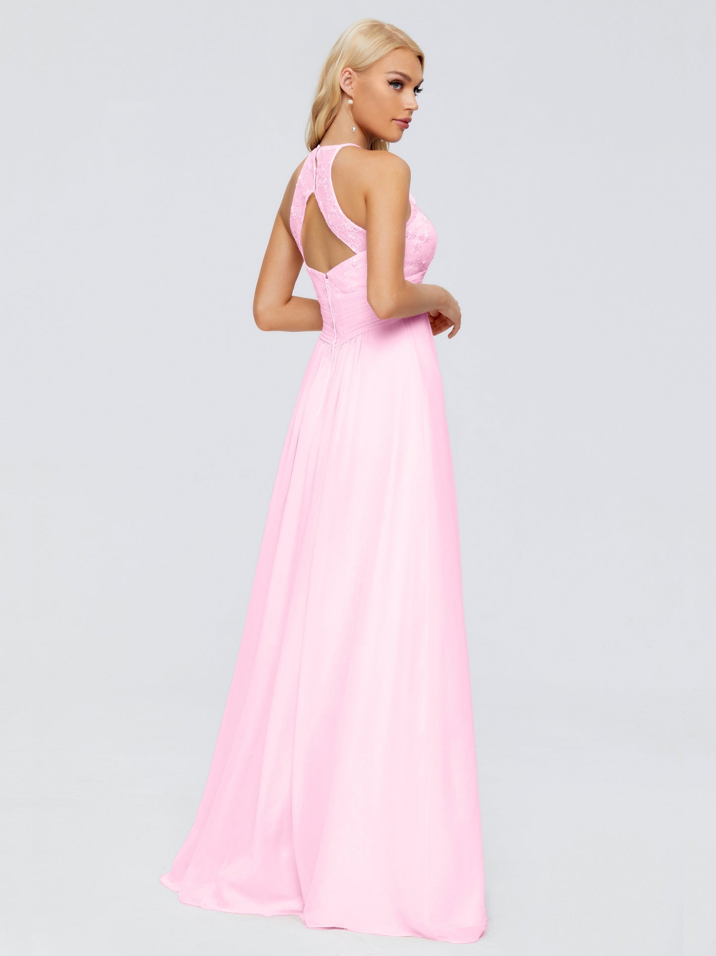 Isabel Halter Keyhole Chiffon Long Bridesmaid Dresses