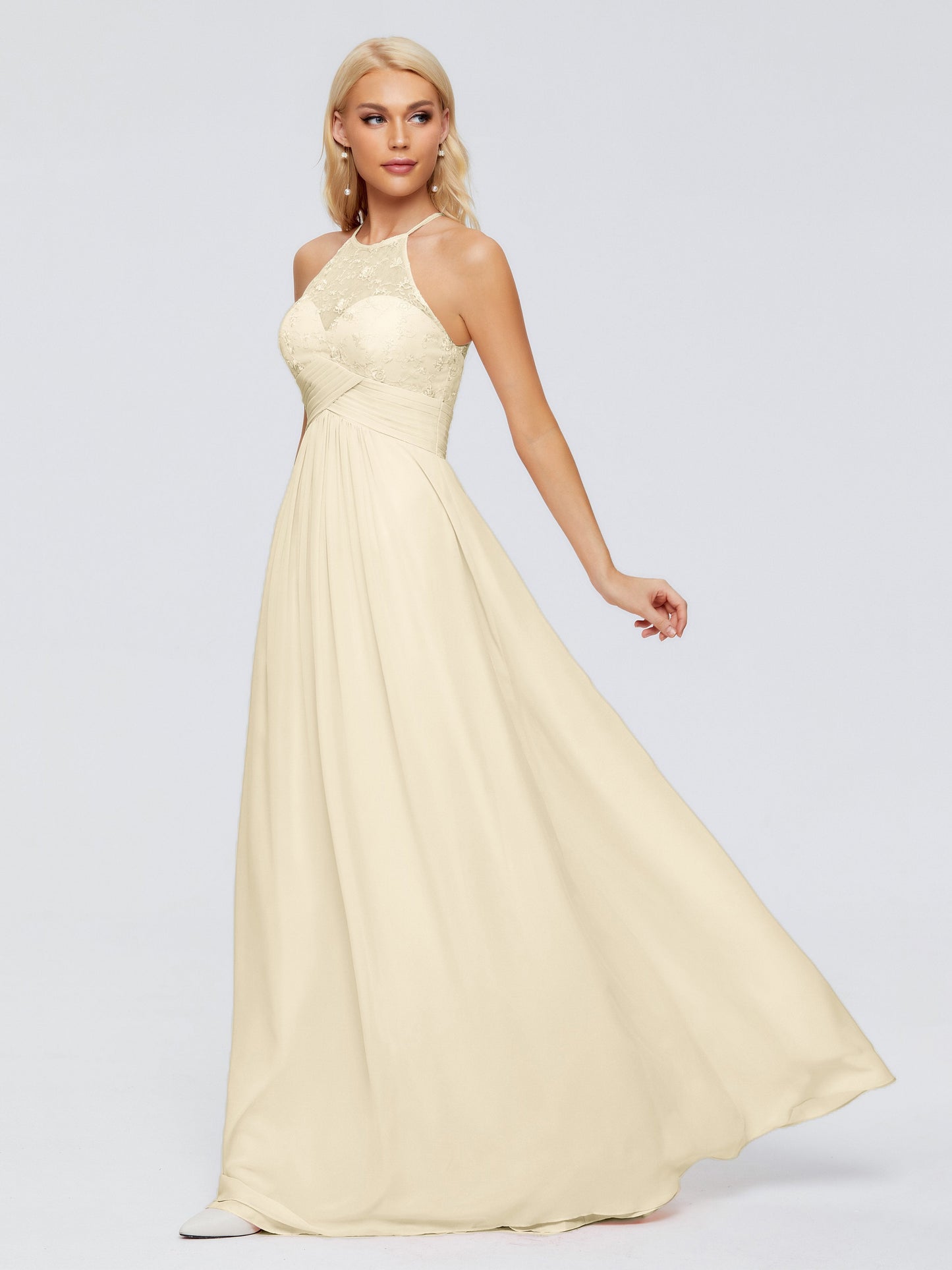Isabel Halter Keyhole Chiffon Long Bridesmaid Dresses
