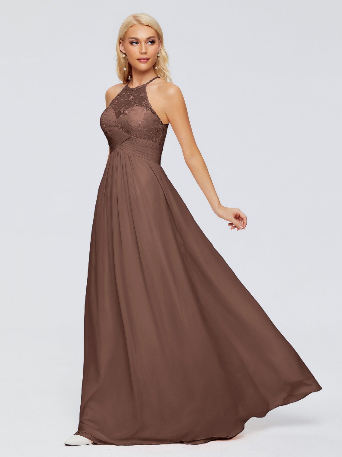 Isabel Halter Keyhole Chiffon Long Bridesmaid Dresses
