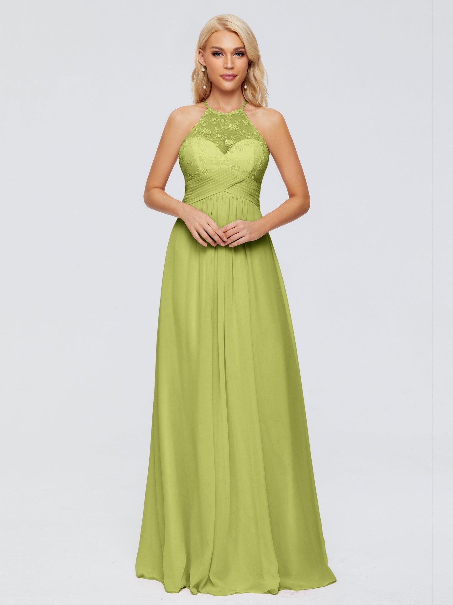 Isabel Halter Keyhole Chiffon Long Bridesmaid Dresses