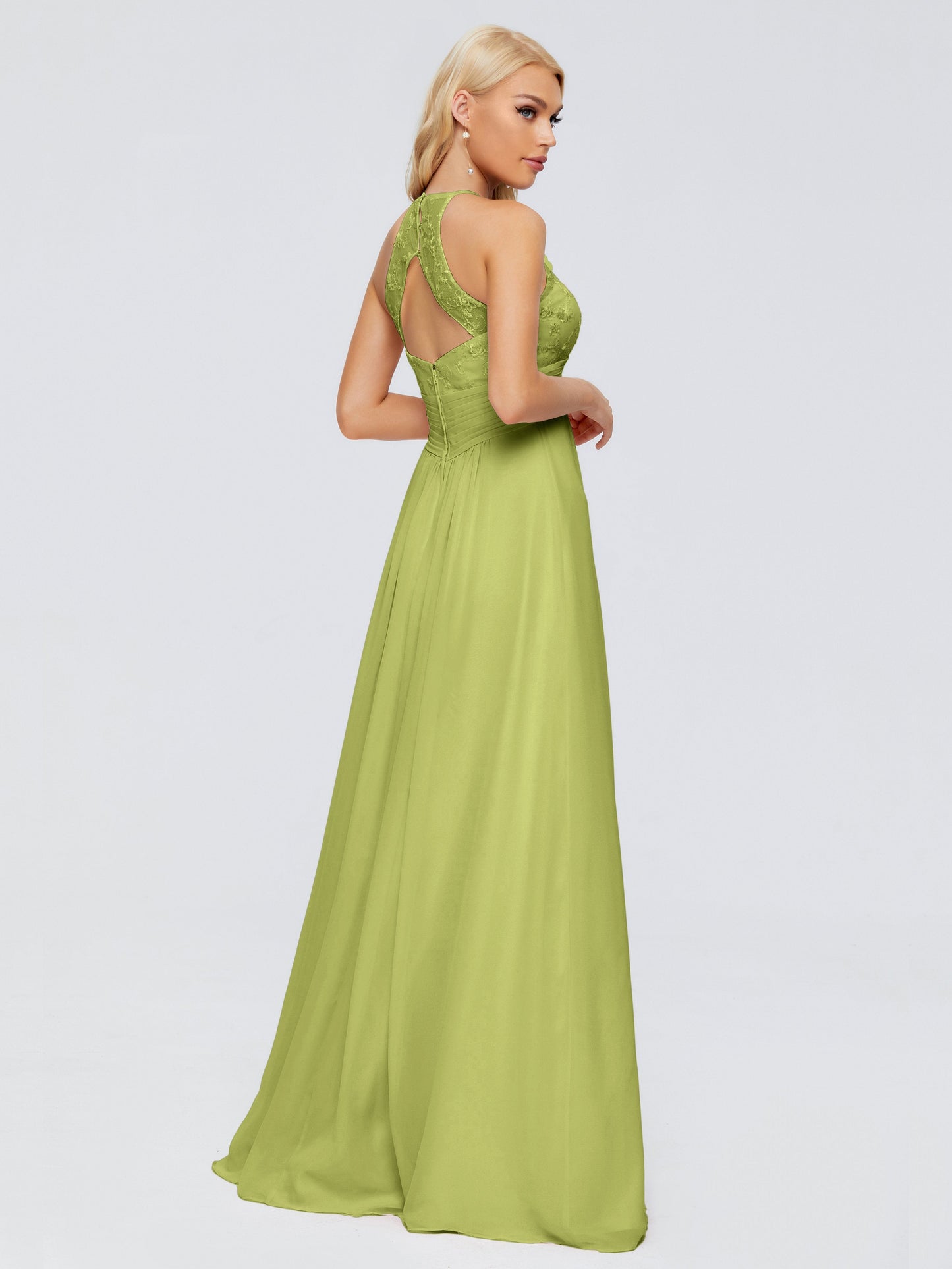 Isabel Halter Keyhole Chiffon Long Bridesmaid Dresses