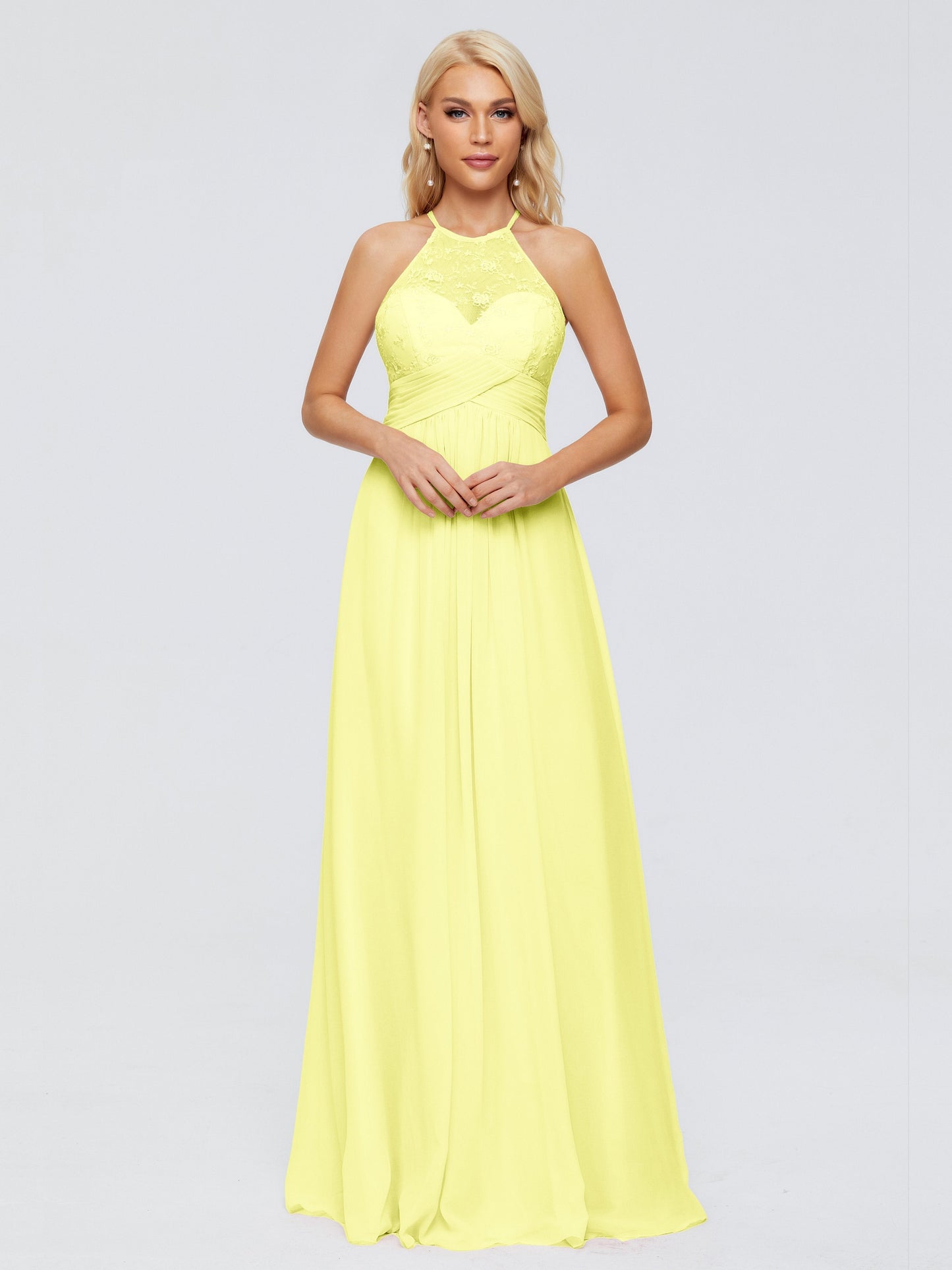 Isabel Halter Keyhole Chiffon Long Bridesmaid Dresses