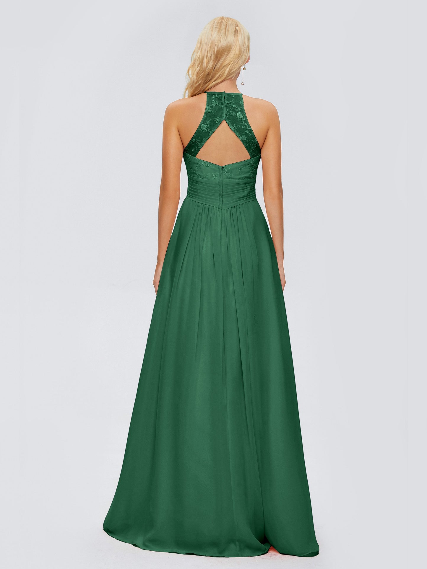 Isabel Halter Keyhole Chiffon Long Bridesmaid Dresses
