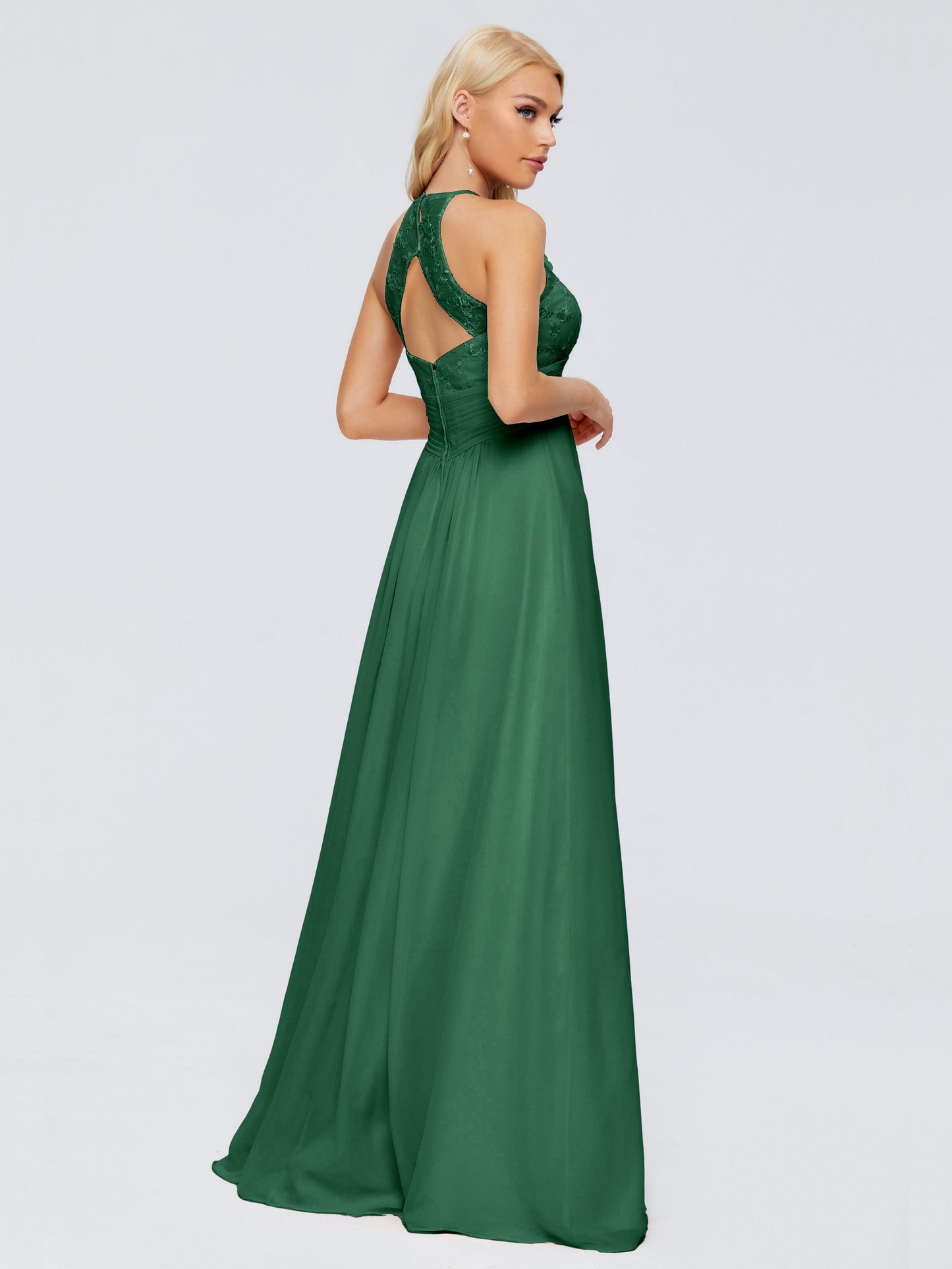 Isabel Halter Keyhole Chiffon Long Bridesmaid Dresses