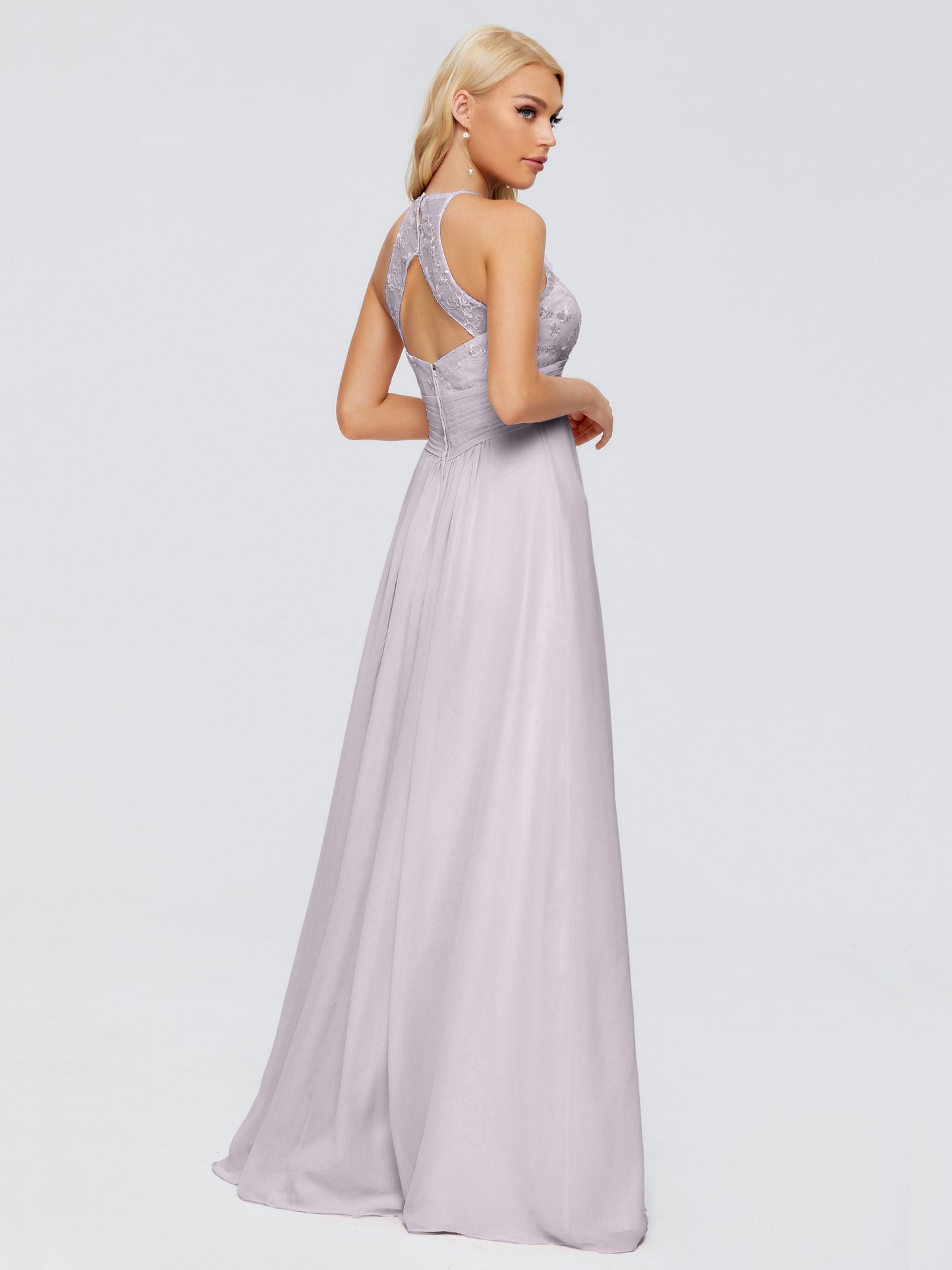 Isabel Halter Keyhole Chiffon Long Bridesmaid Dresses
