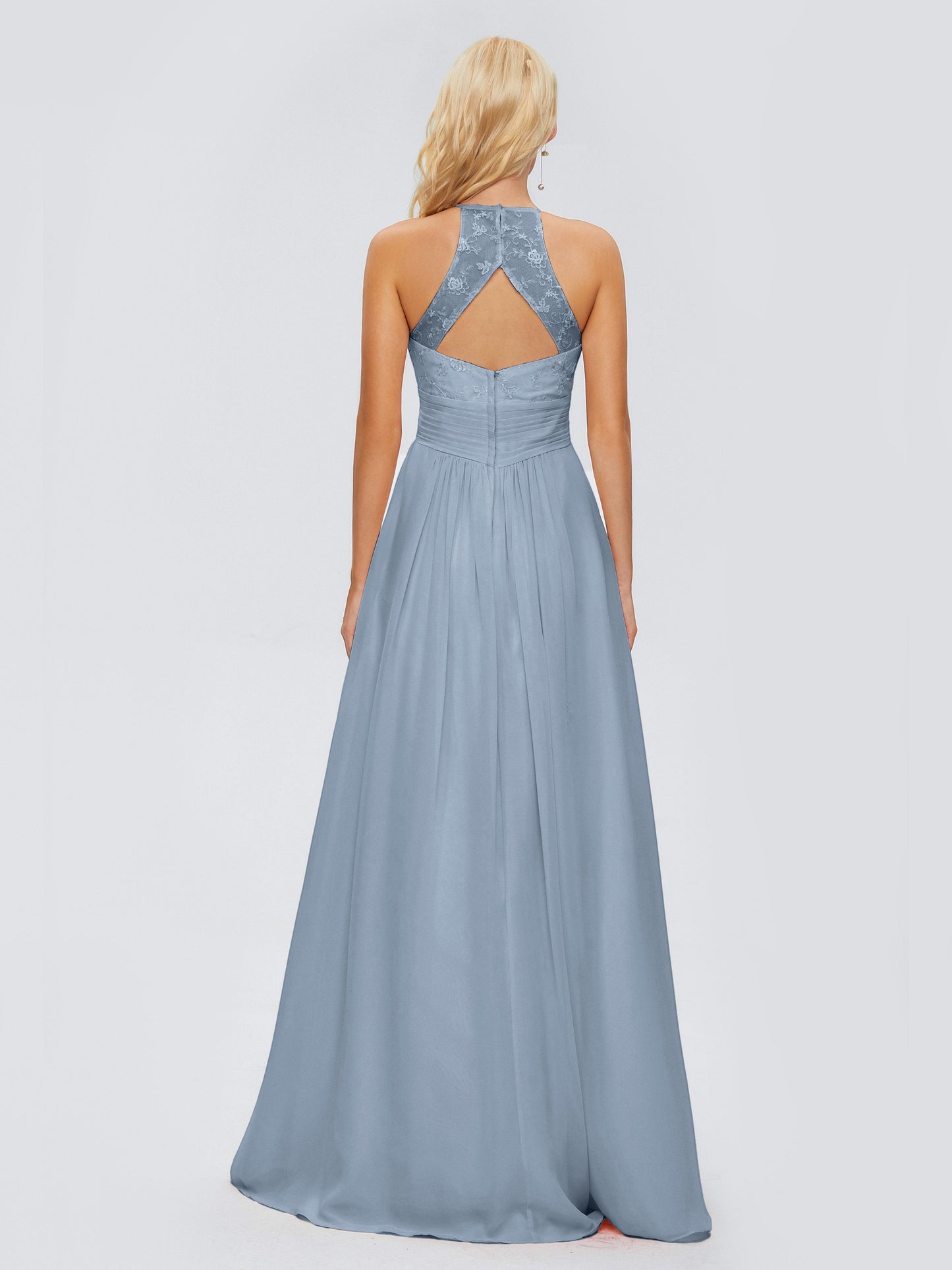 Isabel Halter Keyhole Chiffon Long Bridesmaid Dresses