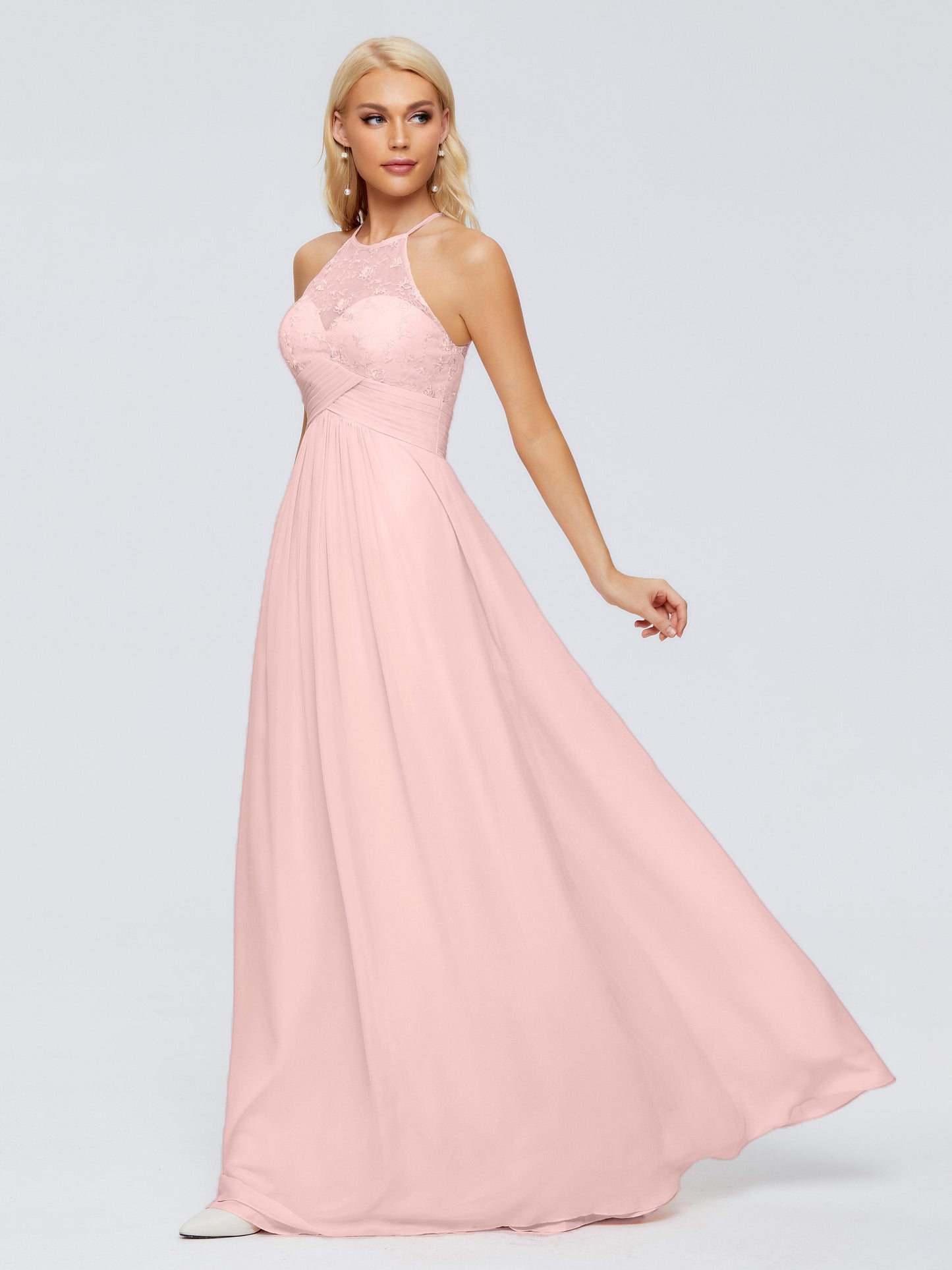 Isabel Halter Keyhole Chiffon Long Bridesmaid Dresses