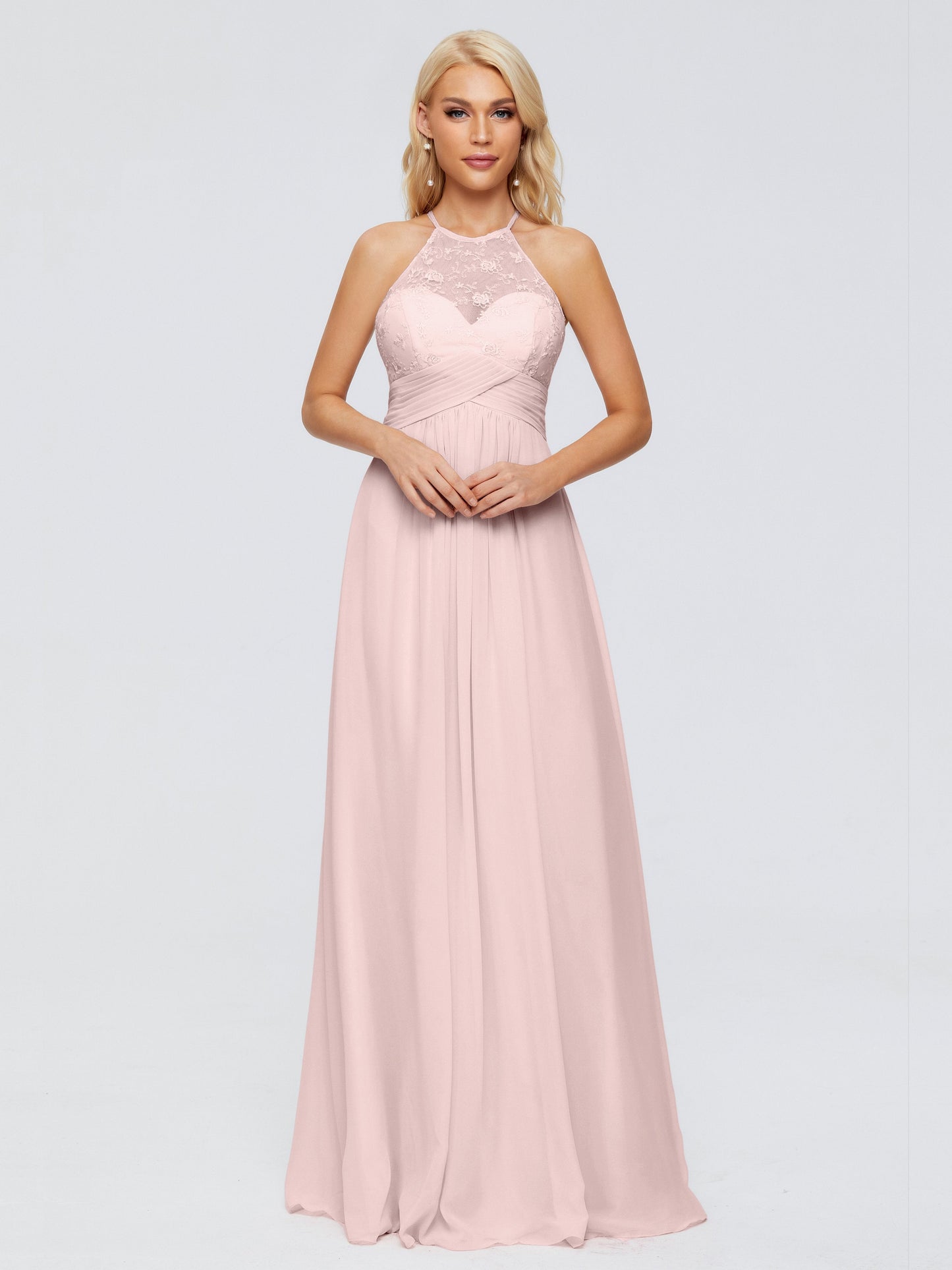 Isabel Halter Keyhole Chiffon Long Bridesmaid Dresses