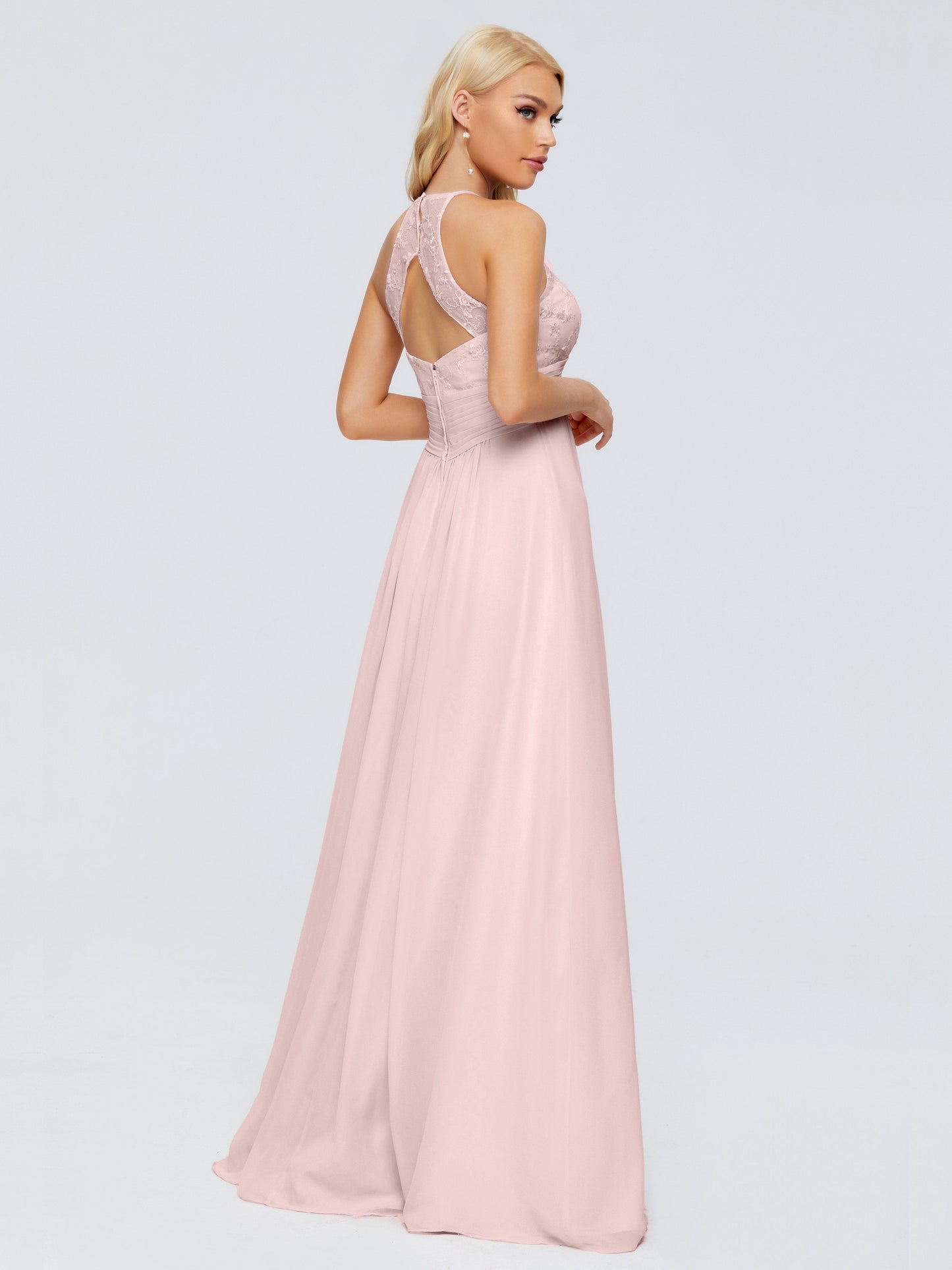 Isabel Halter Keyhole Chiffon Long Bridesmaid Dresses