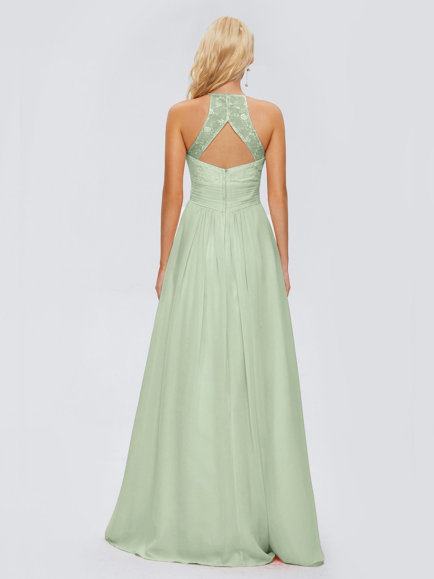 Isabel Halter Keyhole Chiffon Long Bridesmaid Dresses