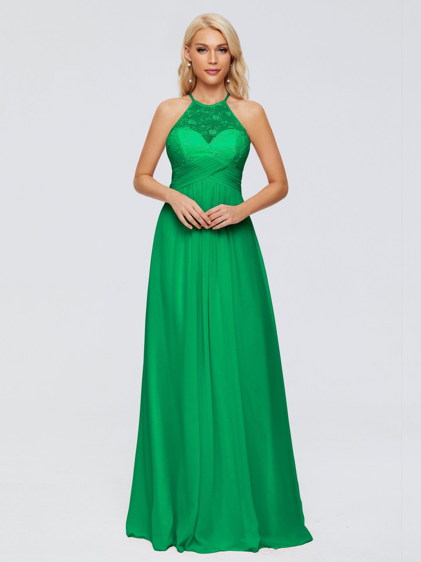 Isabel Halter Keyhole Chiffon Long Bridesmaid Dresses