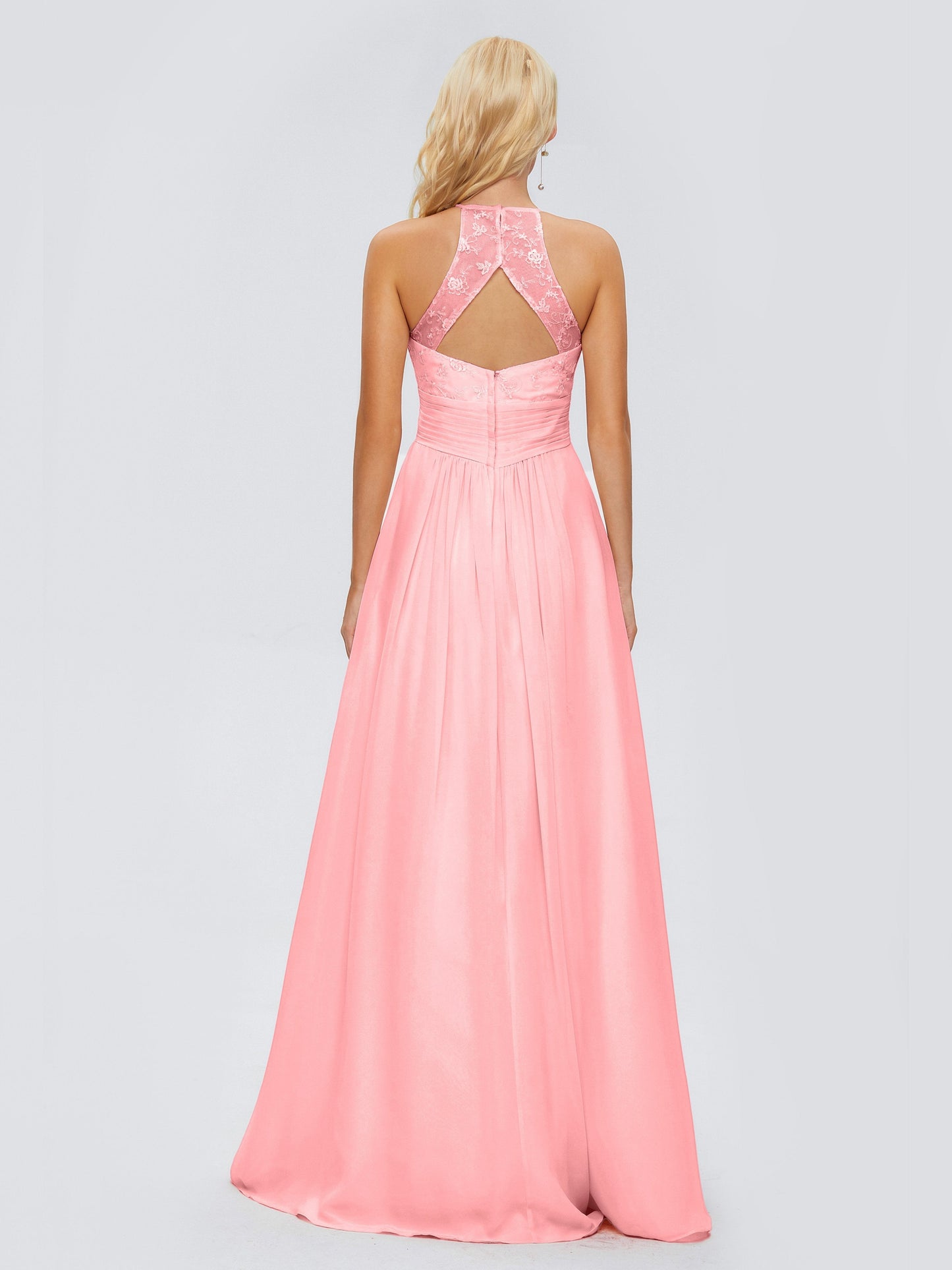 Isabel Halter Keyhole Chiffon Long Bridesmaid Dresses