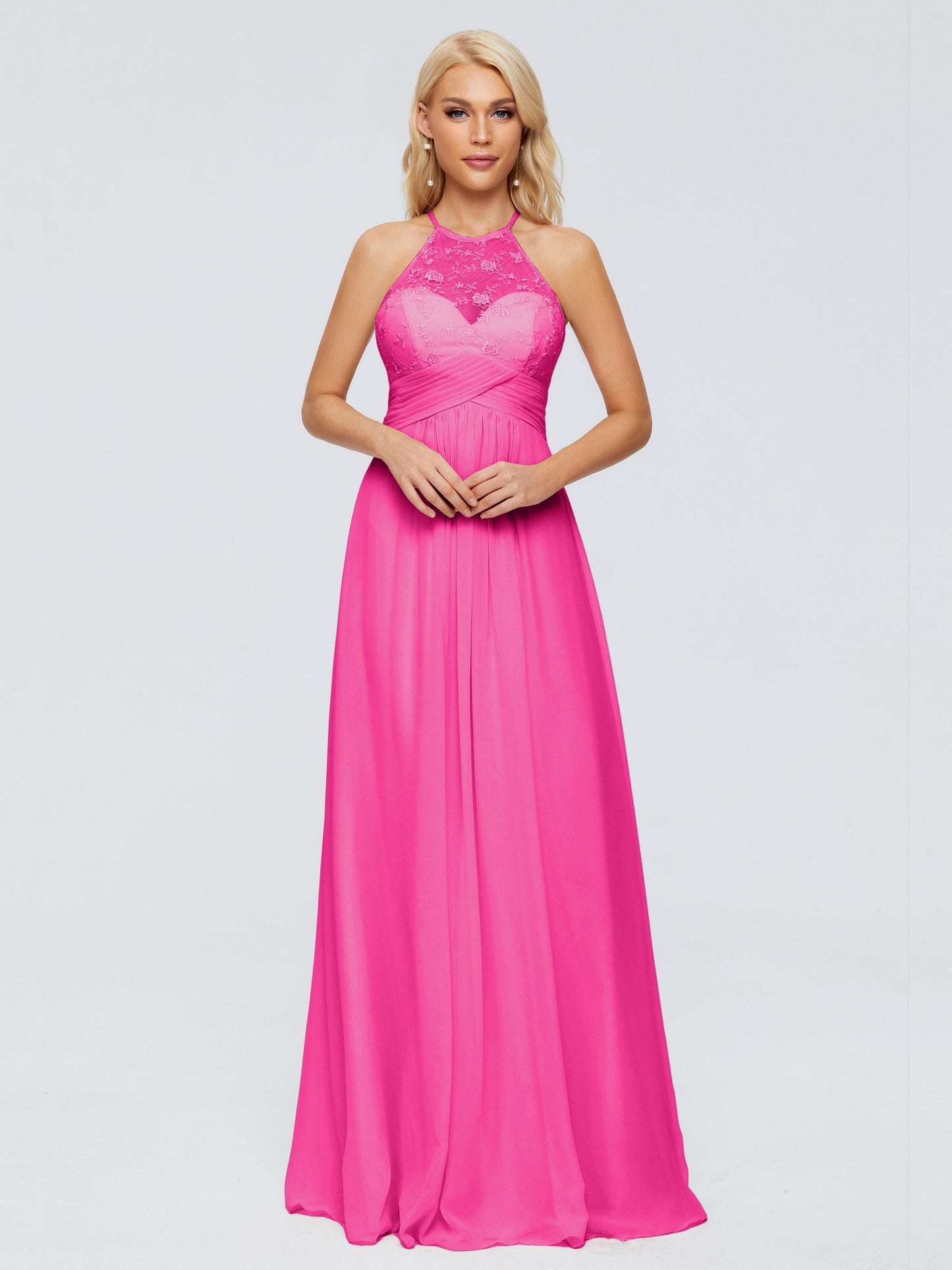 Isabel Halter Keyhole Chiffon Long Bridesmaid Dresses