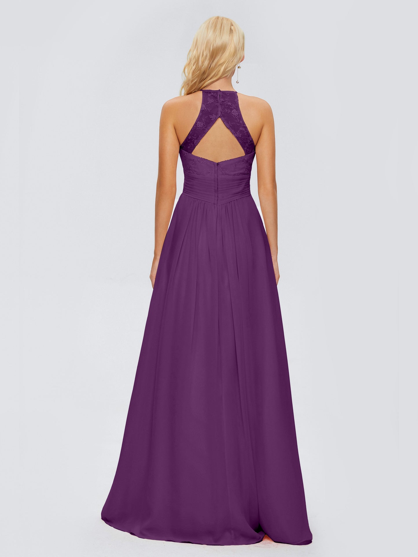 Isabel Halter Keyhole Chiffon Long Bridesmaid Dresses