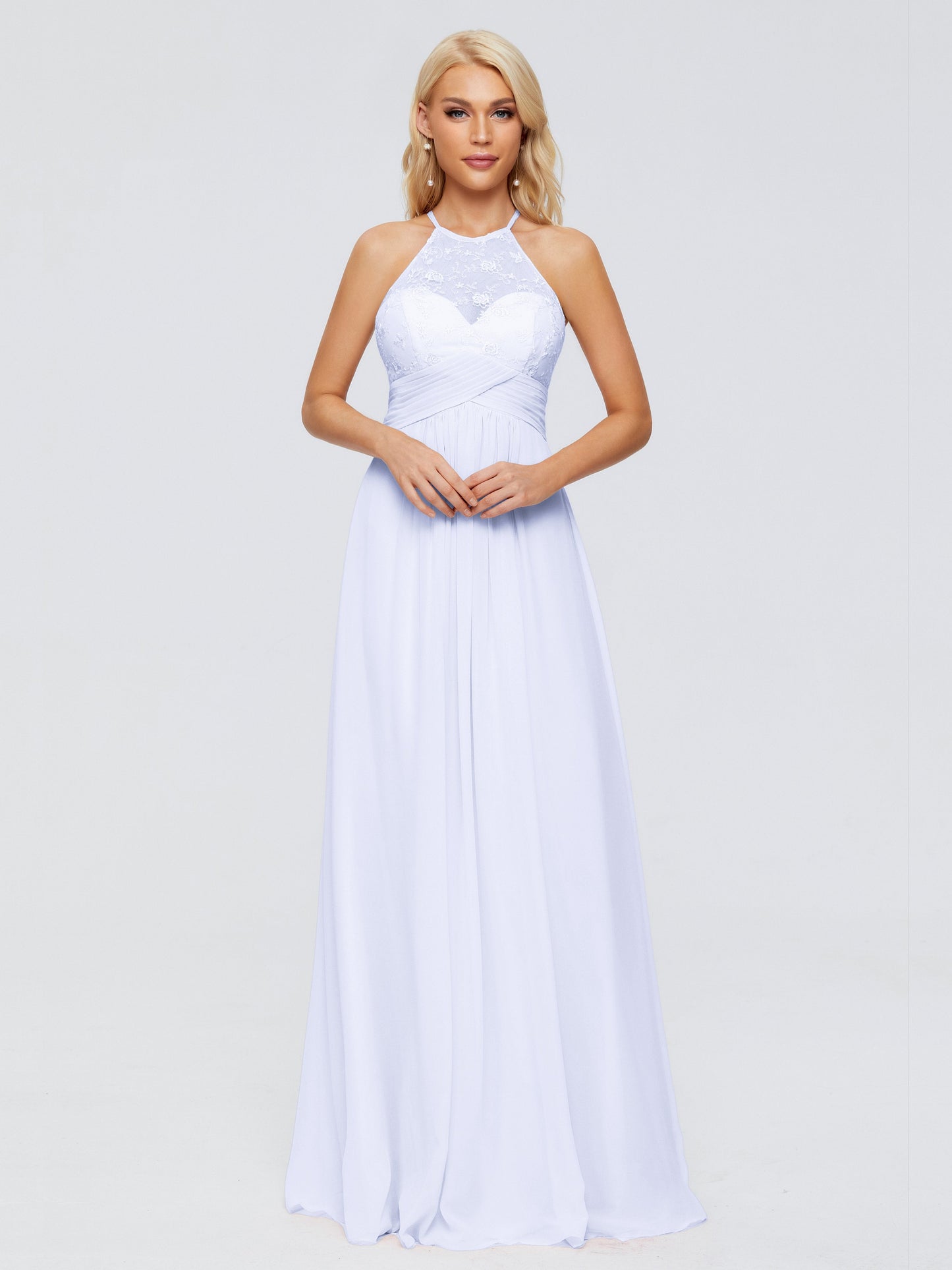Isabel Halter Keyhole Chiffon Long Bridesmaid Dresses