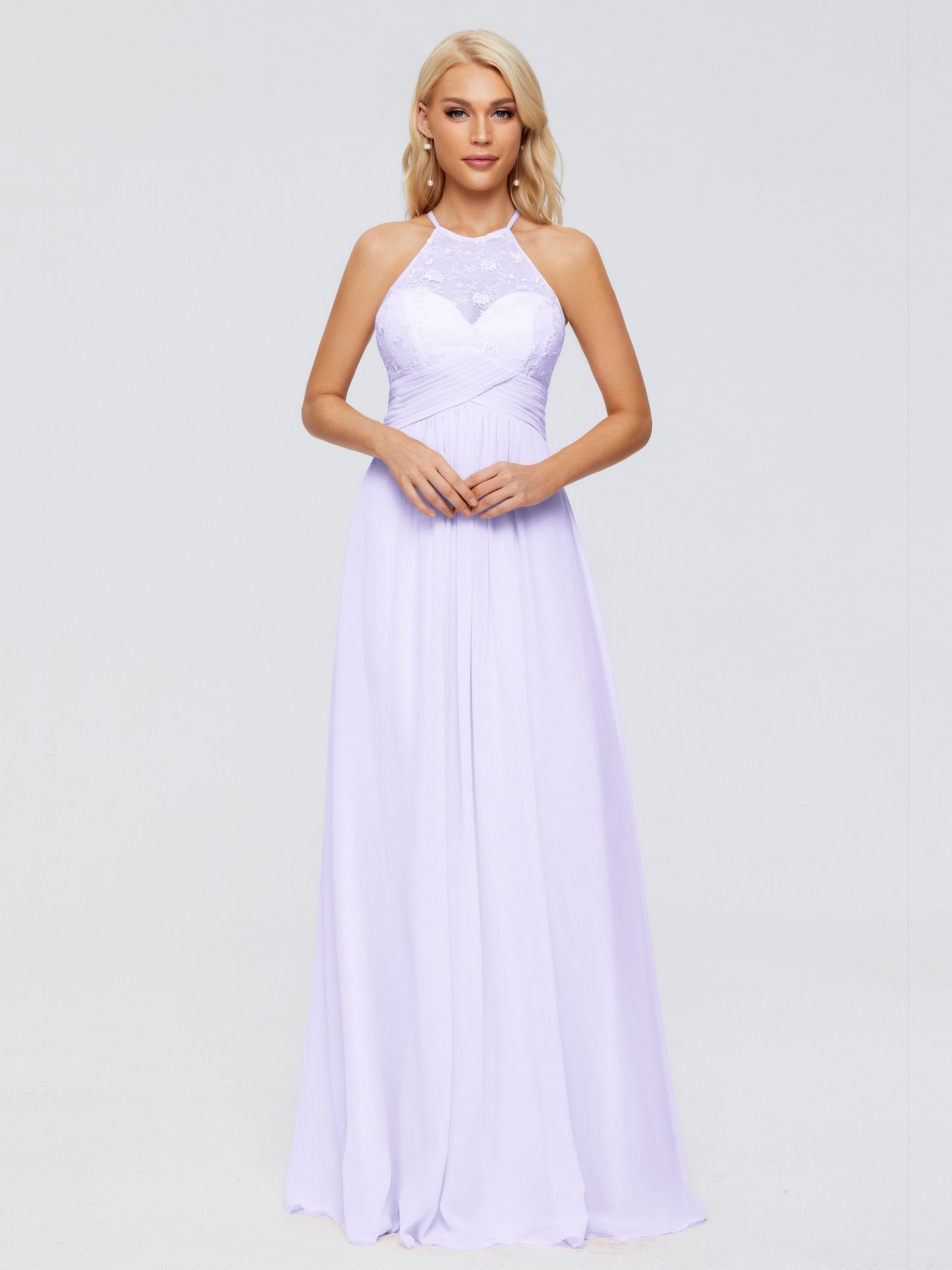 Isabel Halter Keyhole Chiffon Long Bridesmaid Dresses