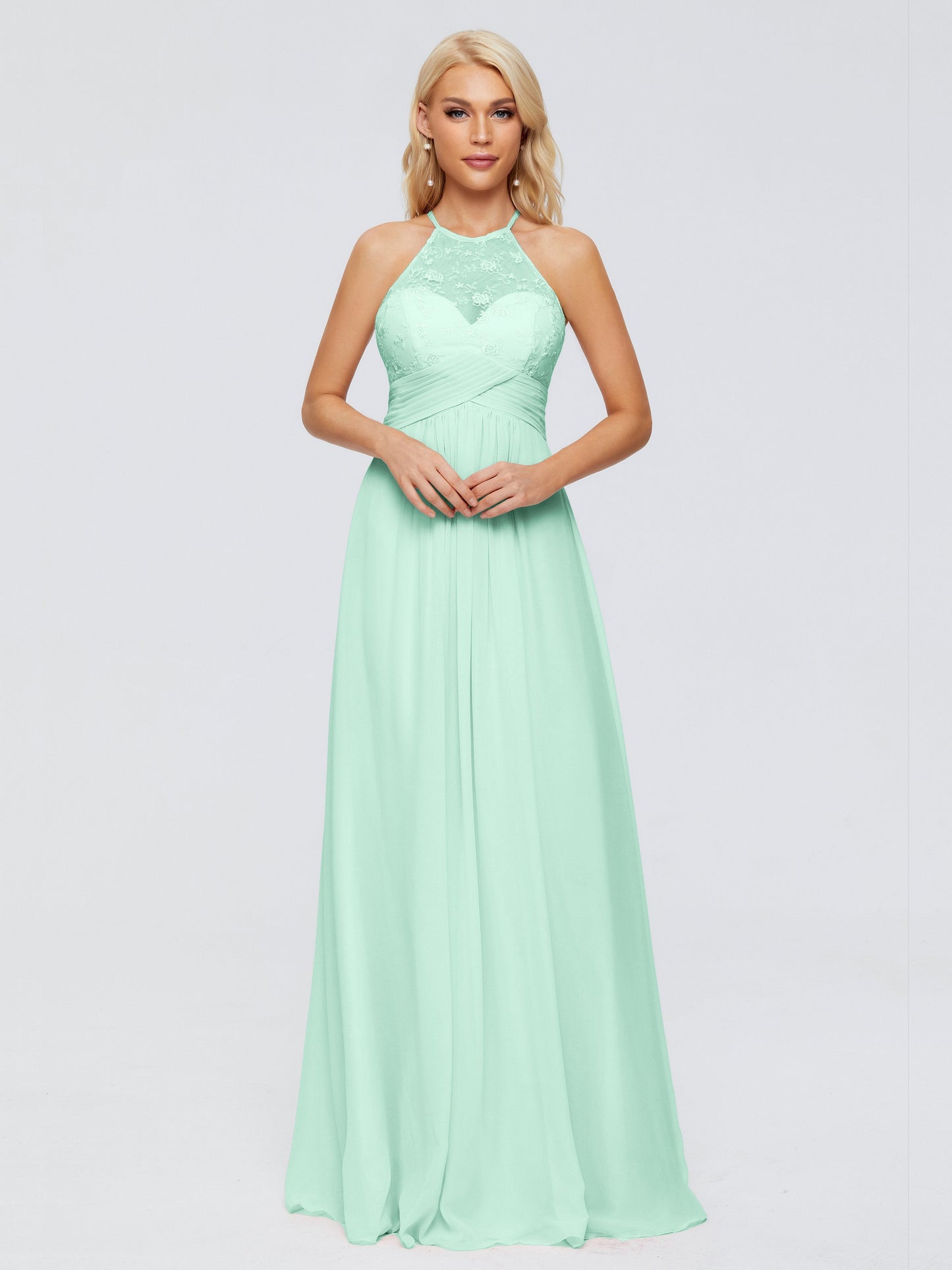 Isabel Halter Keyhole Chiffon Long Bridesmaid Dresses