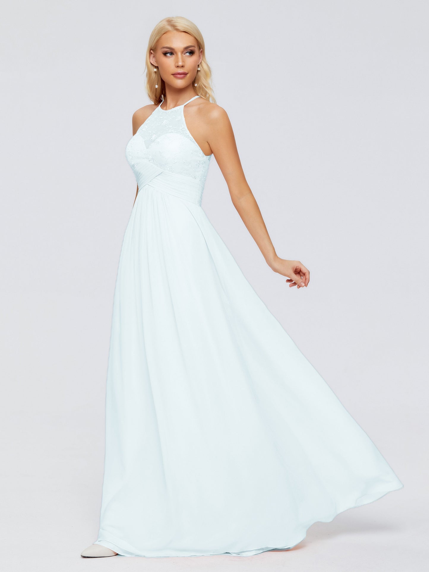 Isabel Halter Keyhole Chiffon Long Bridesmaid Dresses