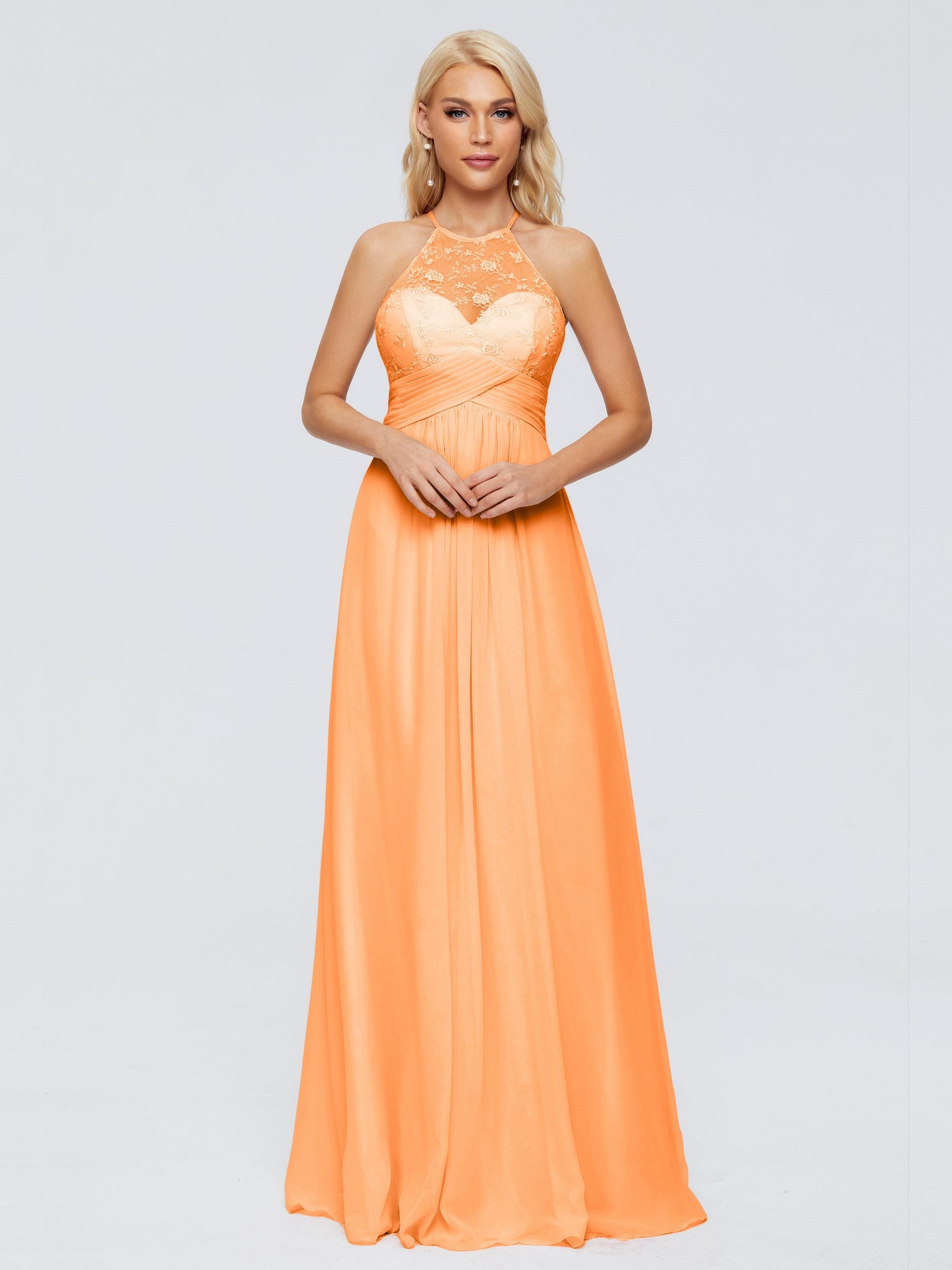 Isabel Halter Keyhole Chiffon Long Bridesmaid Dresses