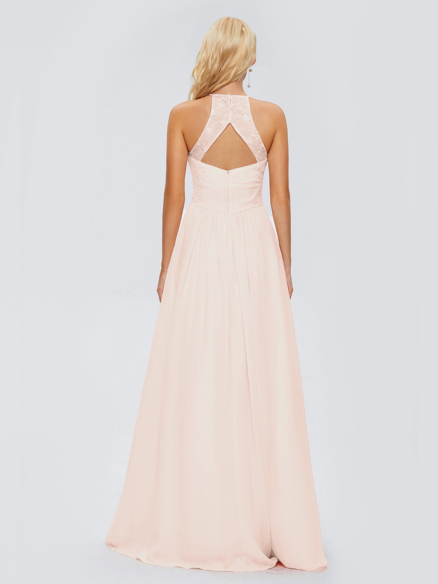 Isabel Halter Keyhole Chiffon Long Bridesmaid Dresses