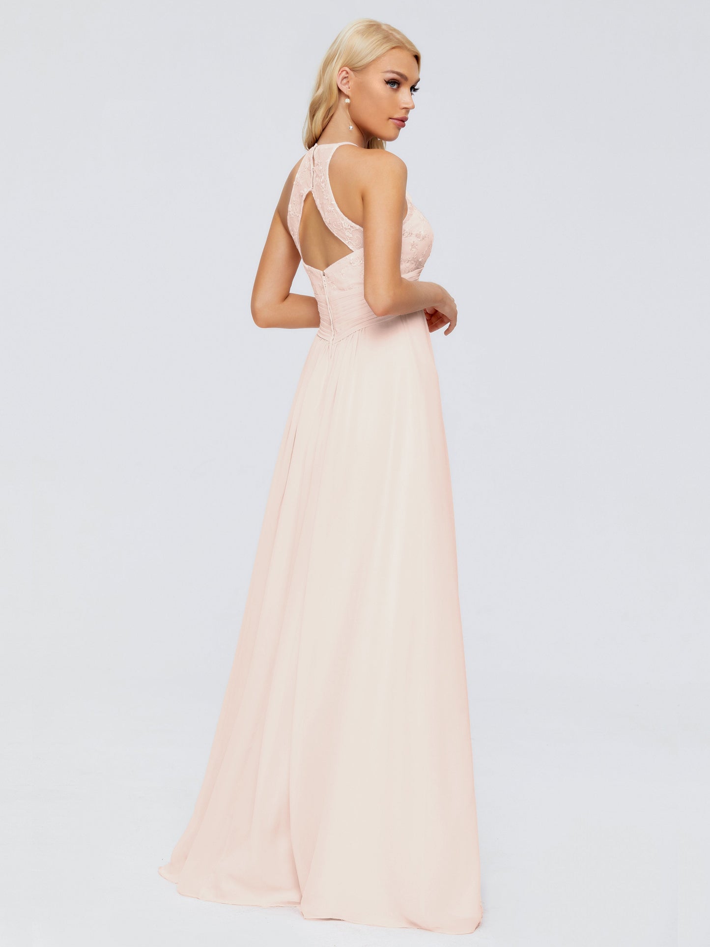 Isabel Halter Keyhole Chiffon Long Bridesmaid Dresses