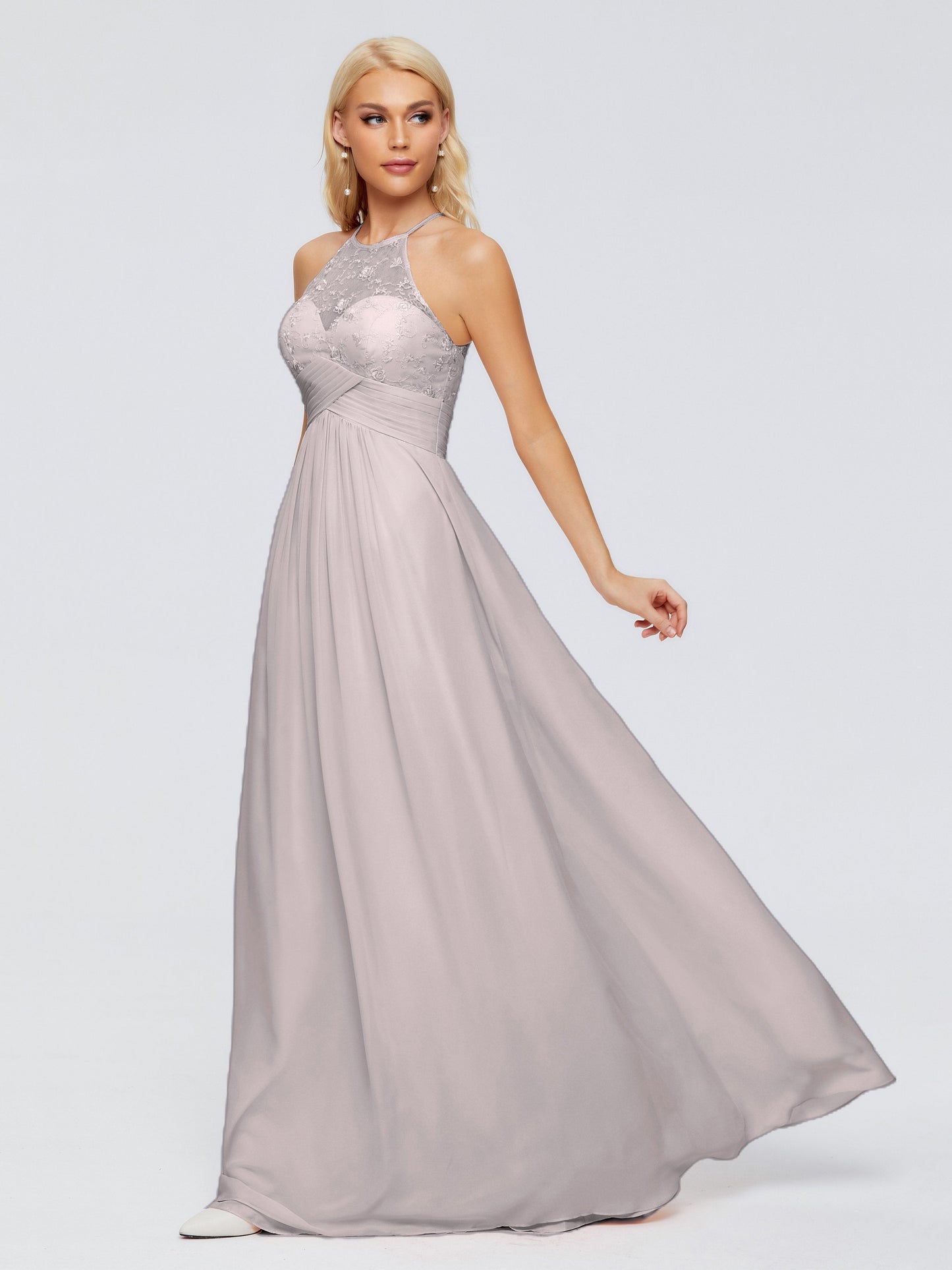 Isabel Halter Keyhole Chiffon Long Bridesmaid Dresses