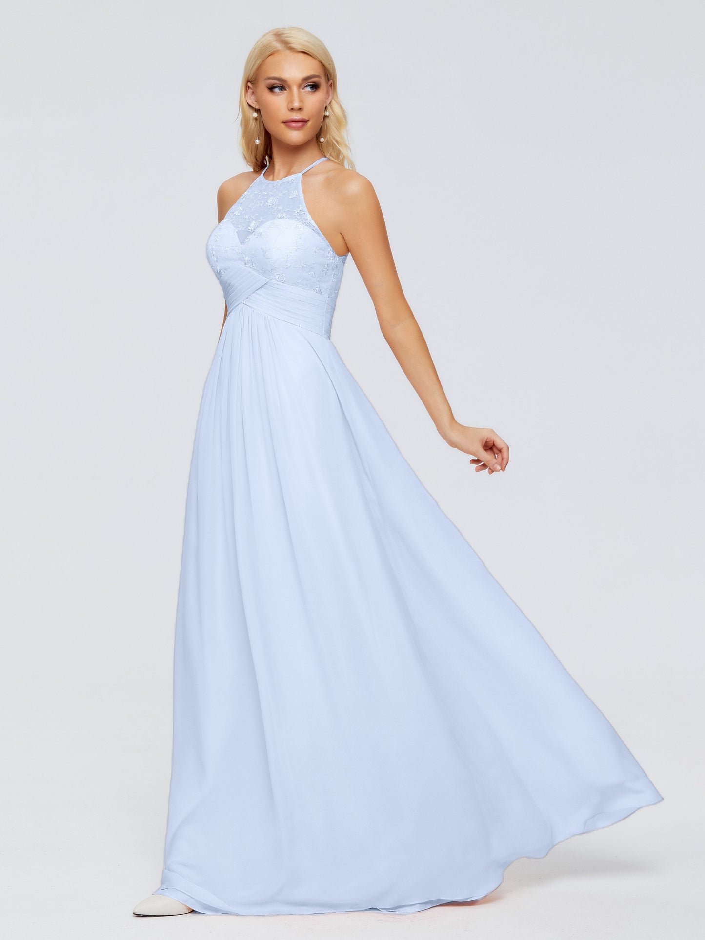 Isabel Halter Keyhole Chiffon Long Bridesmaid Dresses