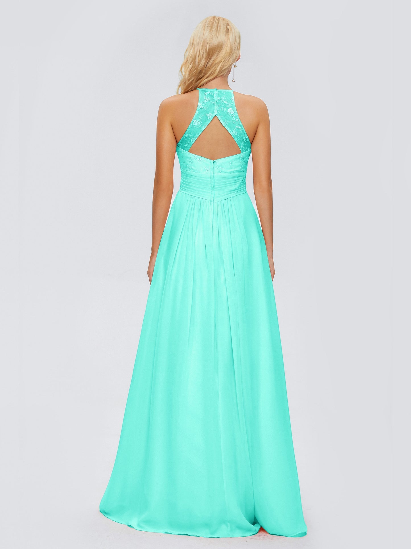 Isabel Halter Keyhole Chiffon Long Bridesmaid Dresses