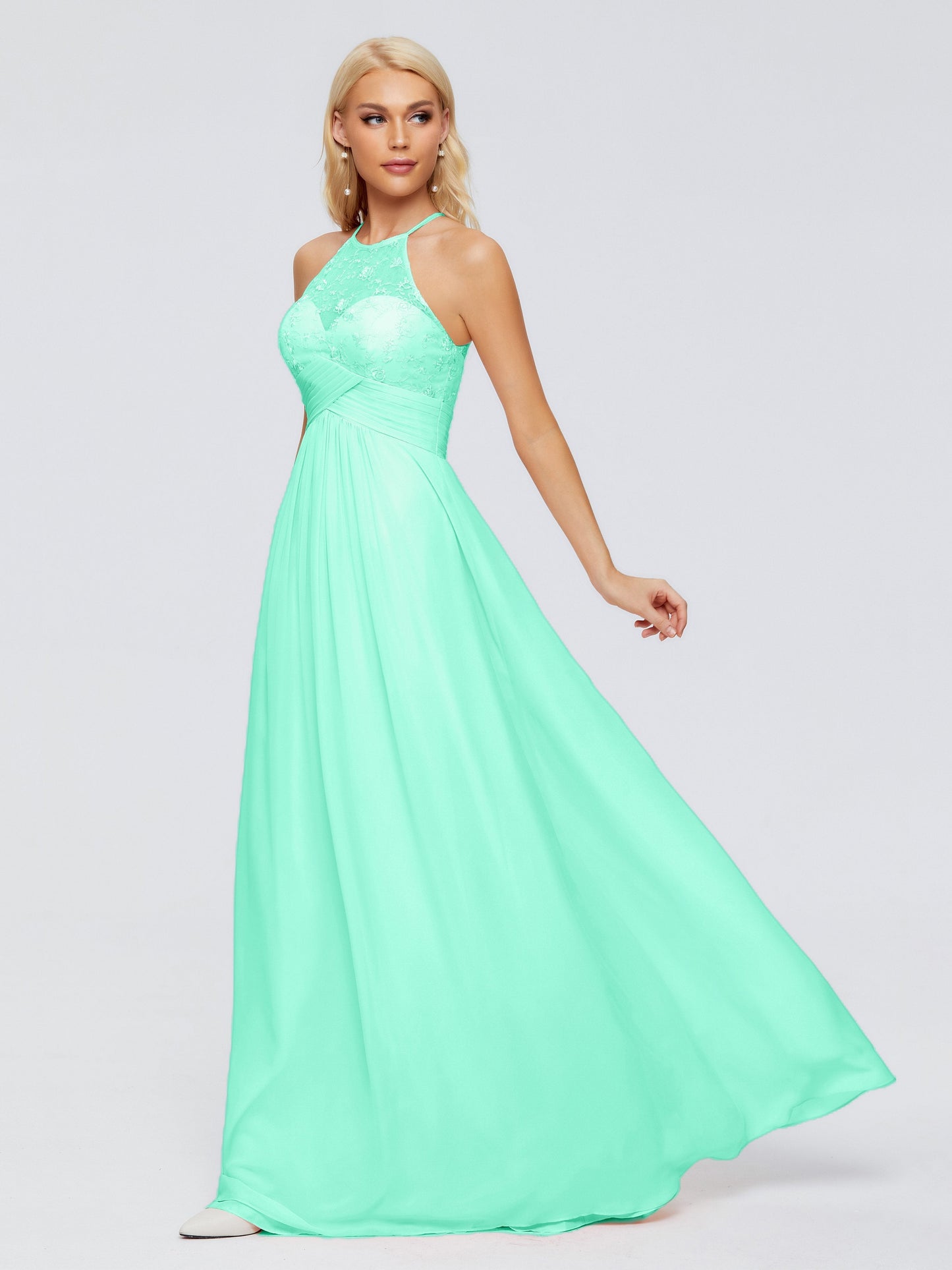 Isabel Halter Keyhole Chiffon Long Bridesmaid Dresses