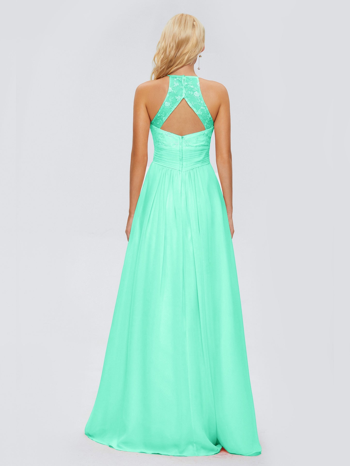 Isabel Halter Keyhole Chiffon Long Bridesmaid Dresses