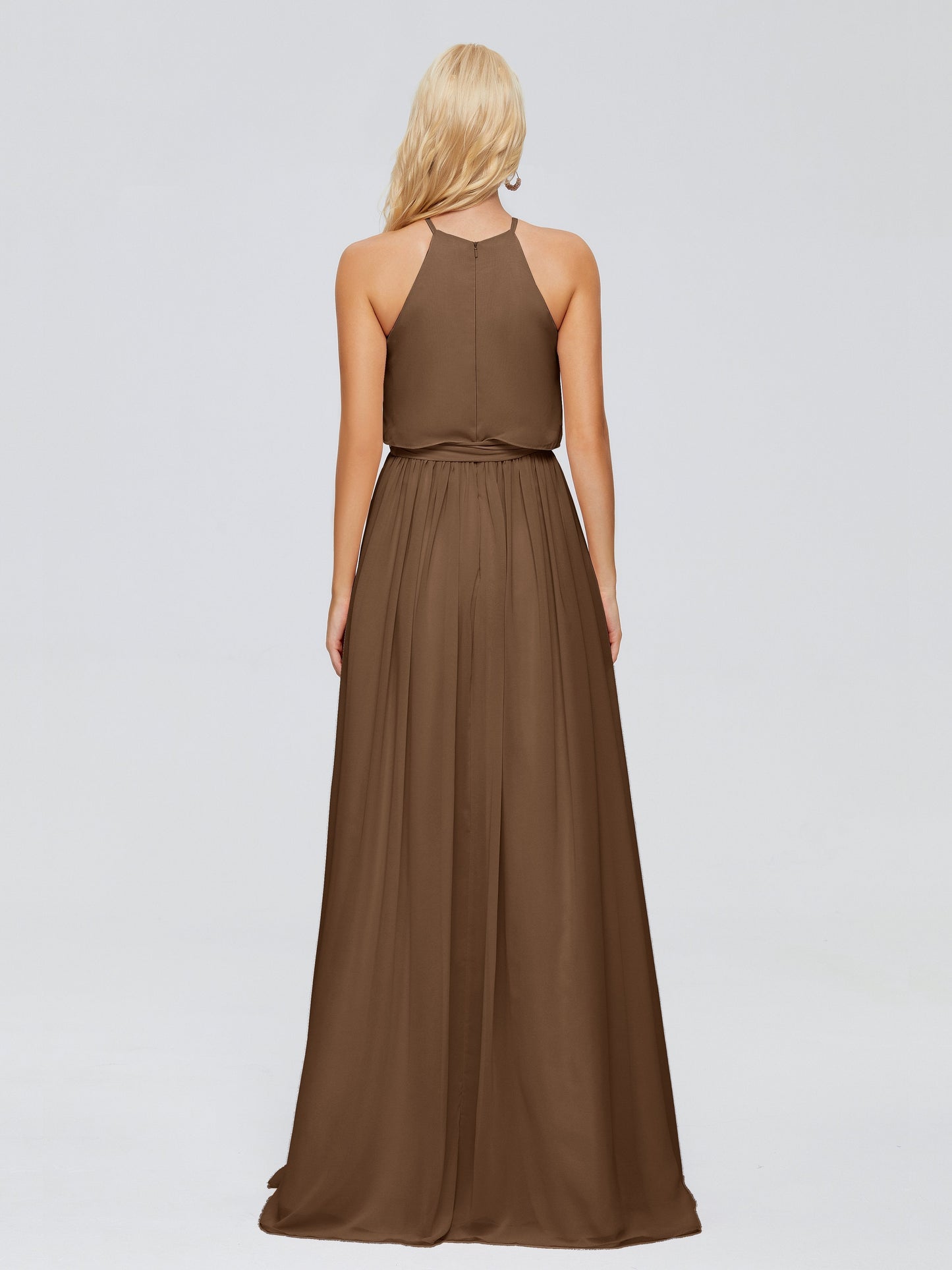 Nadey Halter Chiffon Bridesmaid Dresses With Bowknot